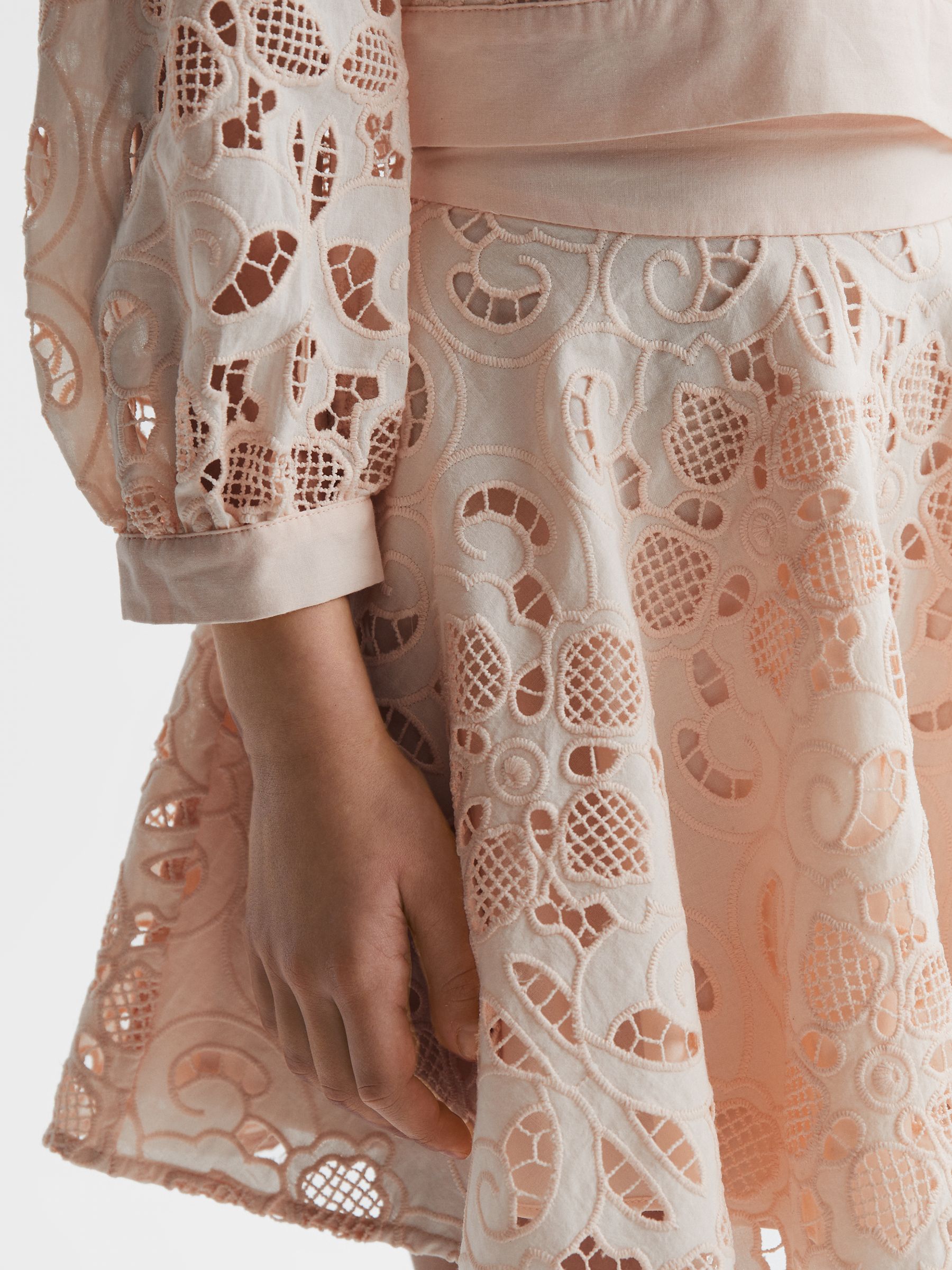 Lace High Rise Mini Skirt in Pink - Image 4 of 6