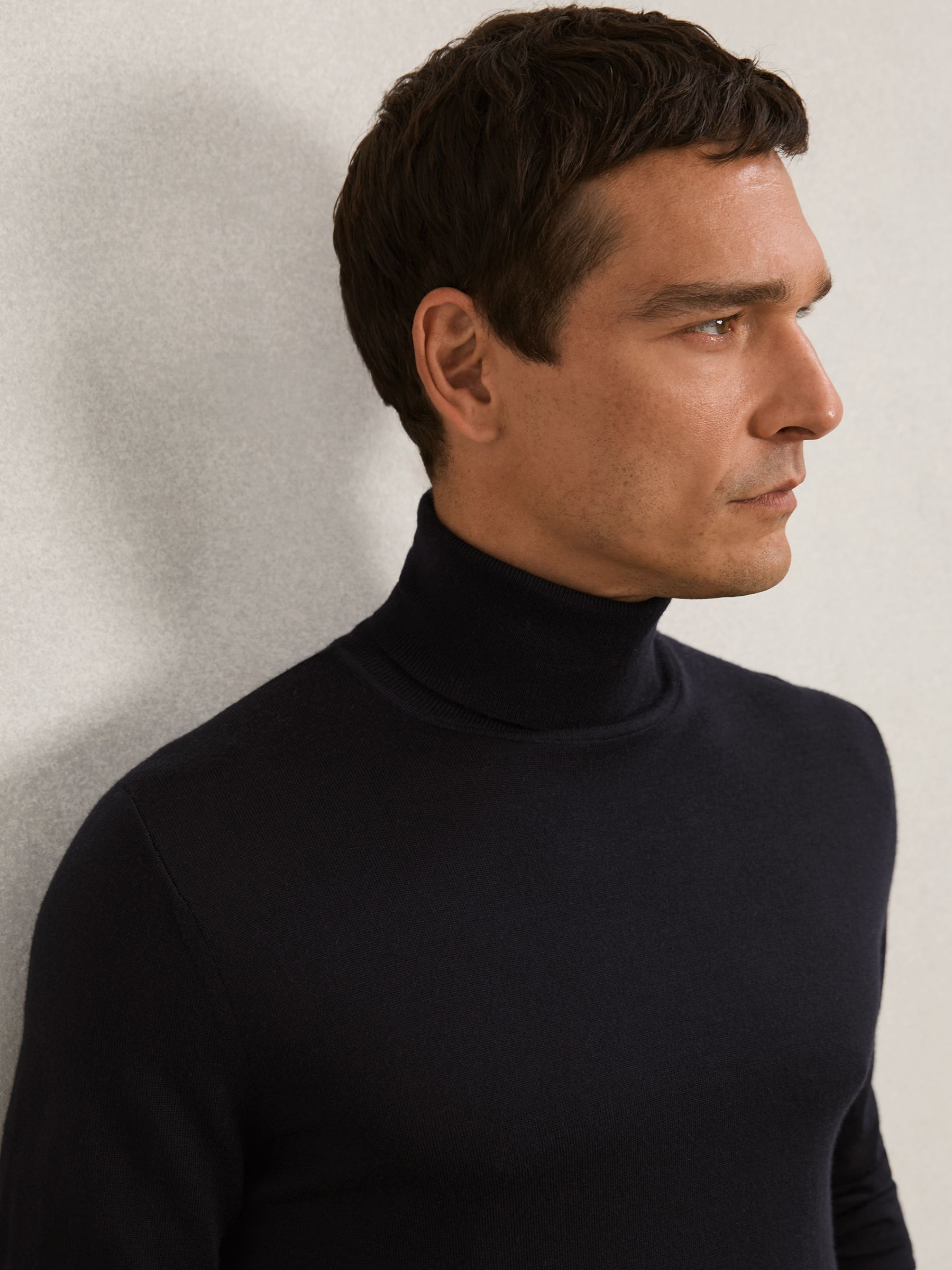 Merino Wool Roll-Neck Jumper in Navy - image 5