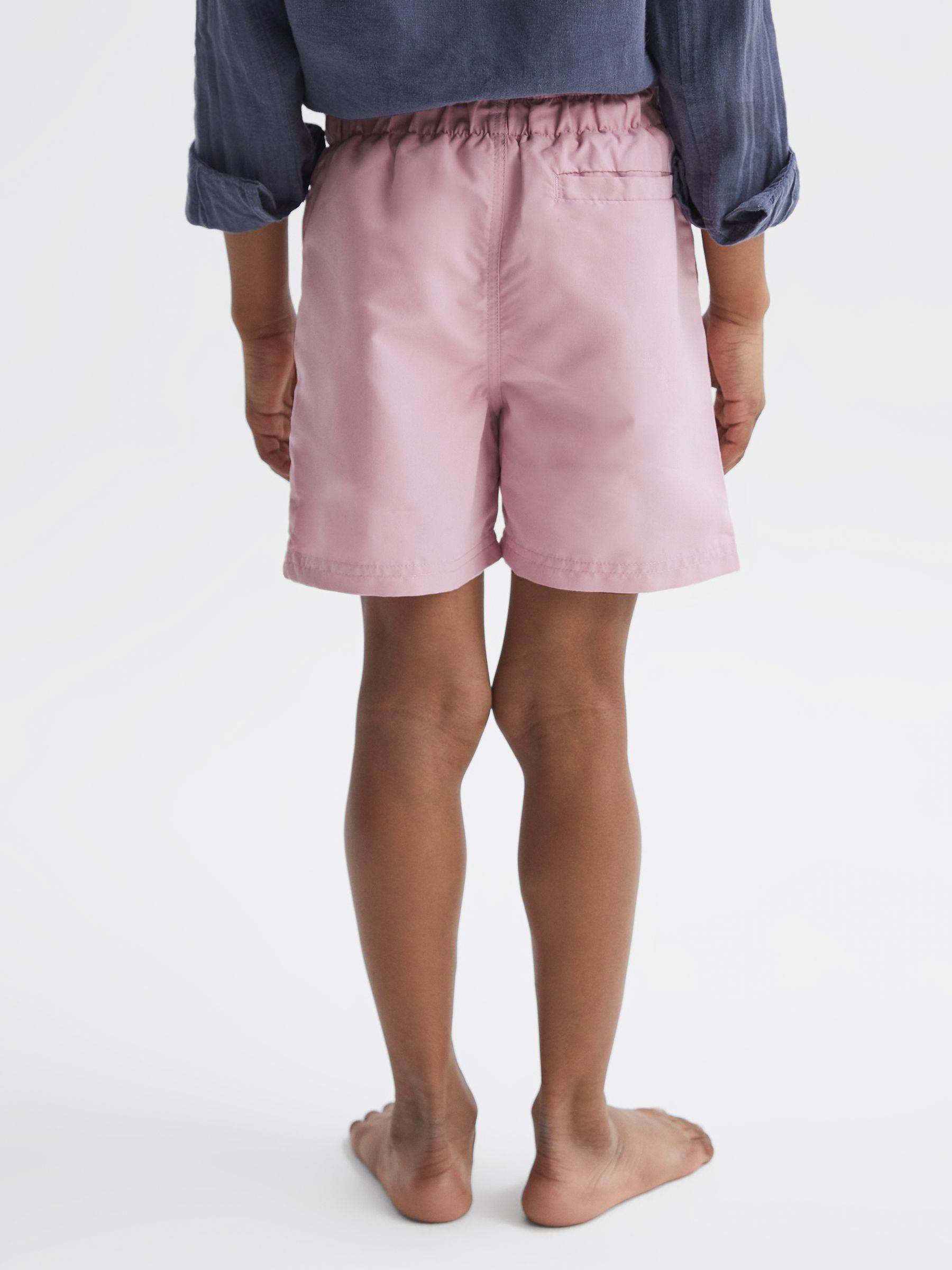 Plain Drawstring Swim Shorts in Soft Pink - Image 5 of 7