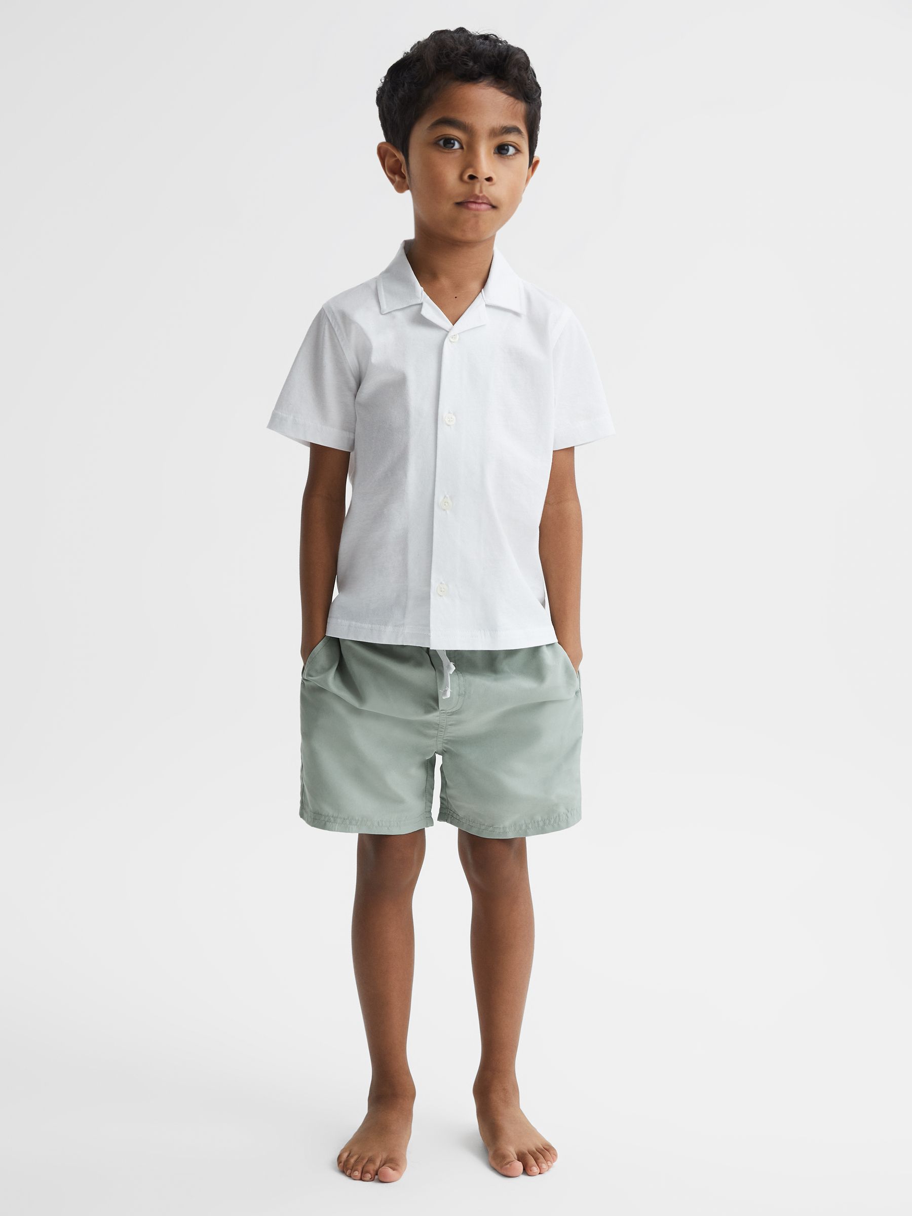 Plain Drawstring Swim Shorts in Mint - Image 1 of 5