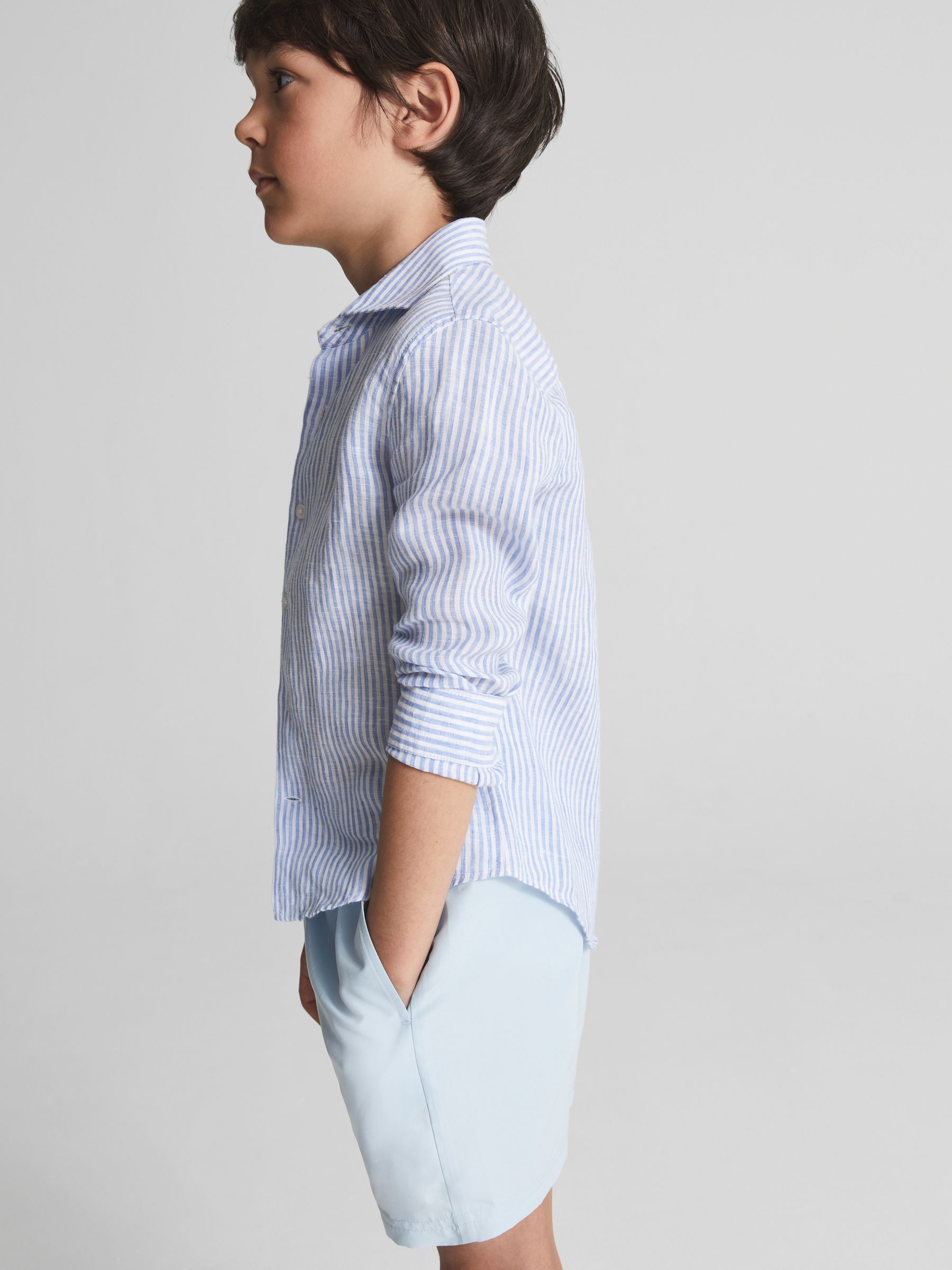 Plain Drawstring Swim Shorts in Soft Blue - Image 3 of 6