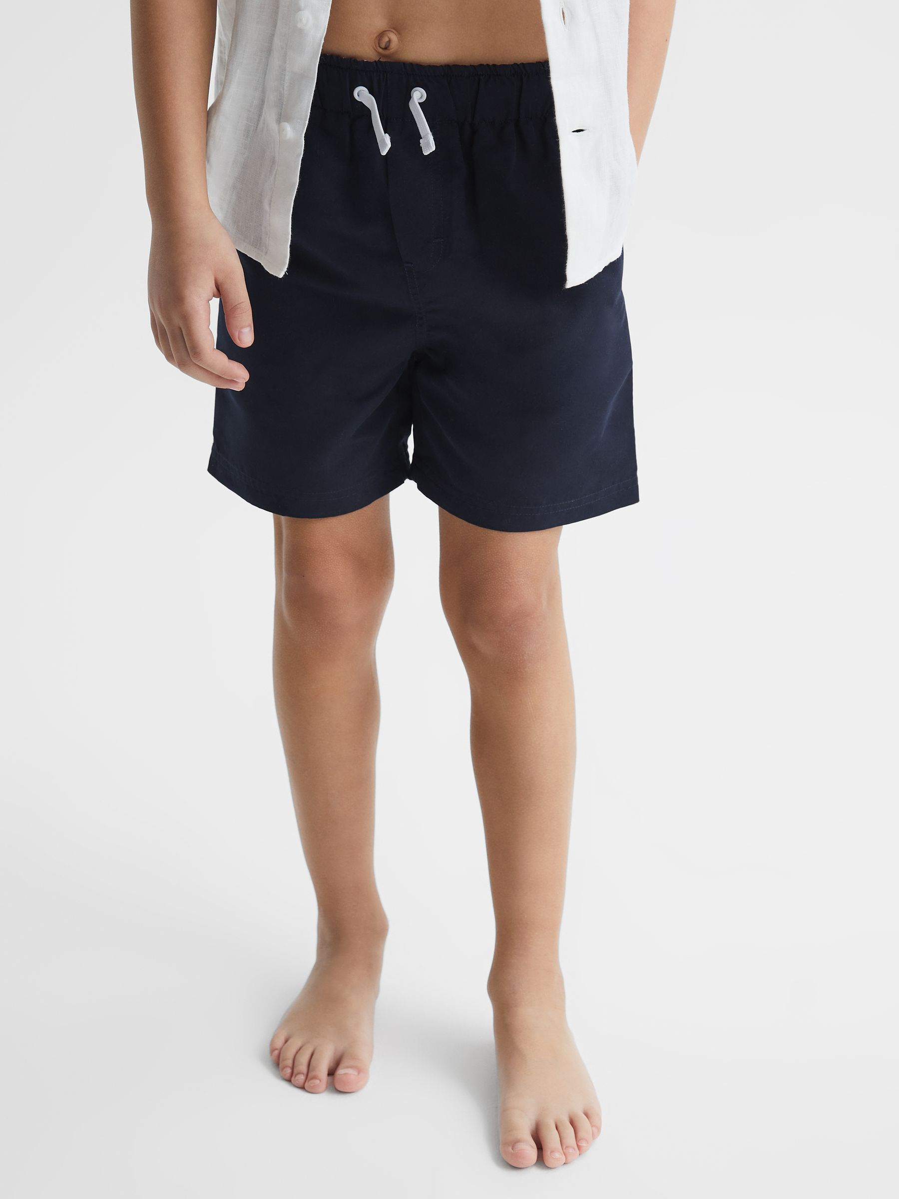 Senior Plain Drawstring Swim Shorts in Navy - Image 3 of 6
