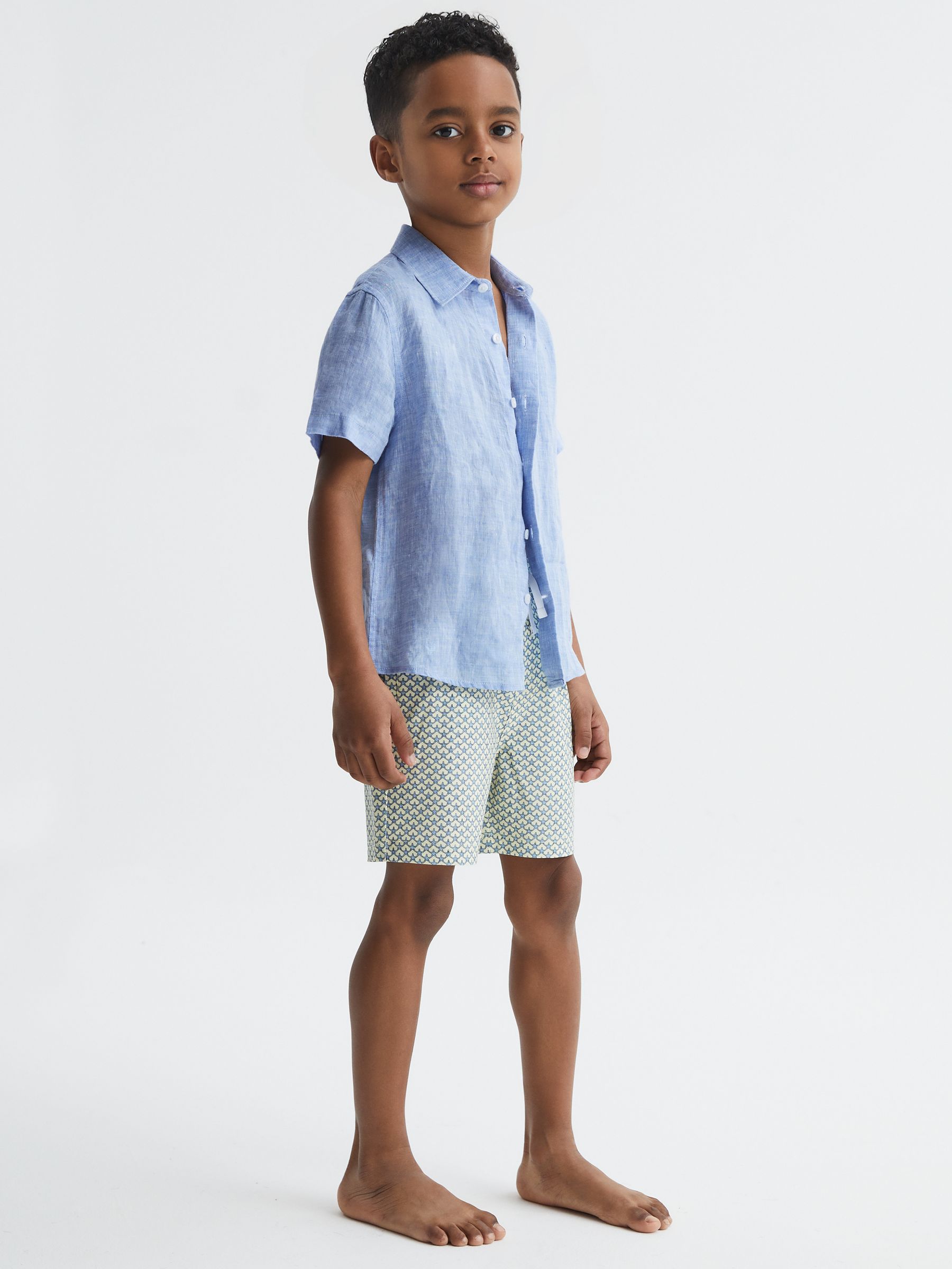 Senior Starfish Print Swim Shorts in Yellow - Image 1 of 6