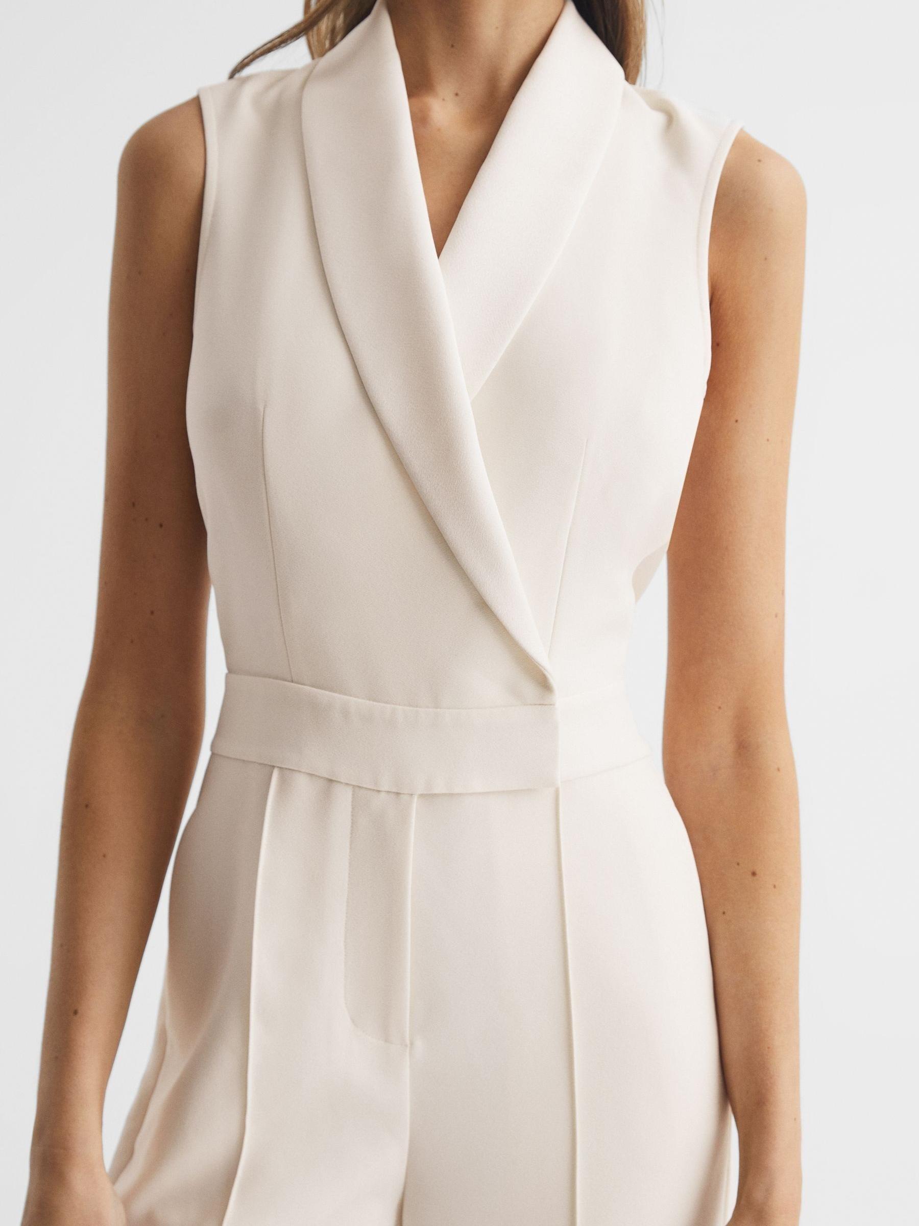 Petite Tuxedo Jumpsuit in Ivory - Image 4 of 7