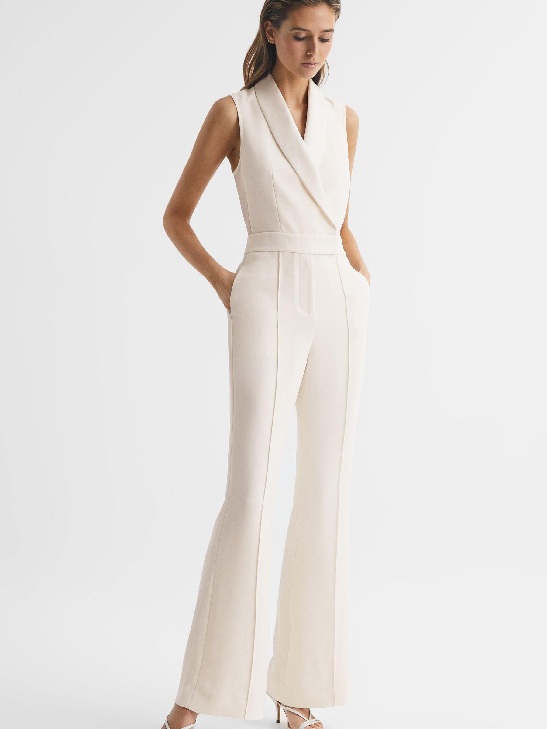 Petite Tuxedo Jumpsuit in Ivory - Image 6 of 7