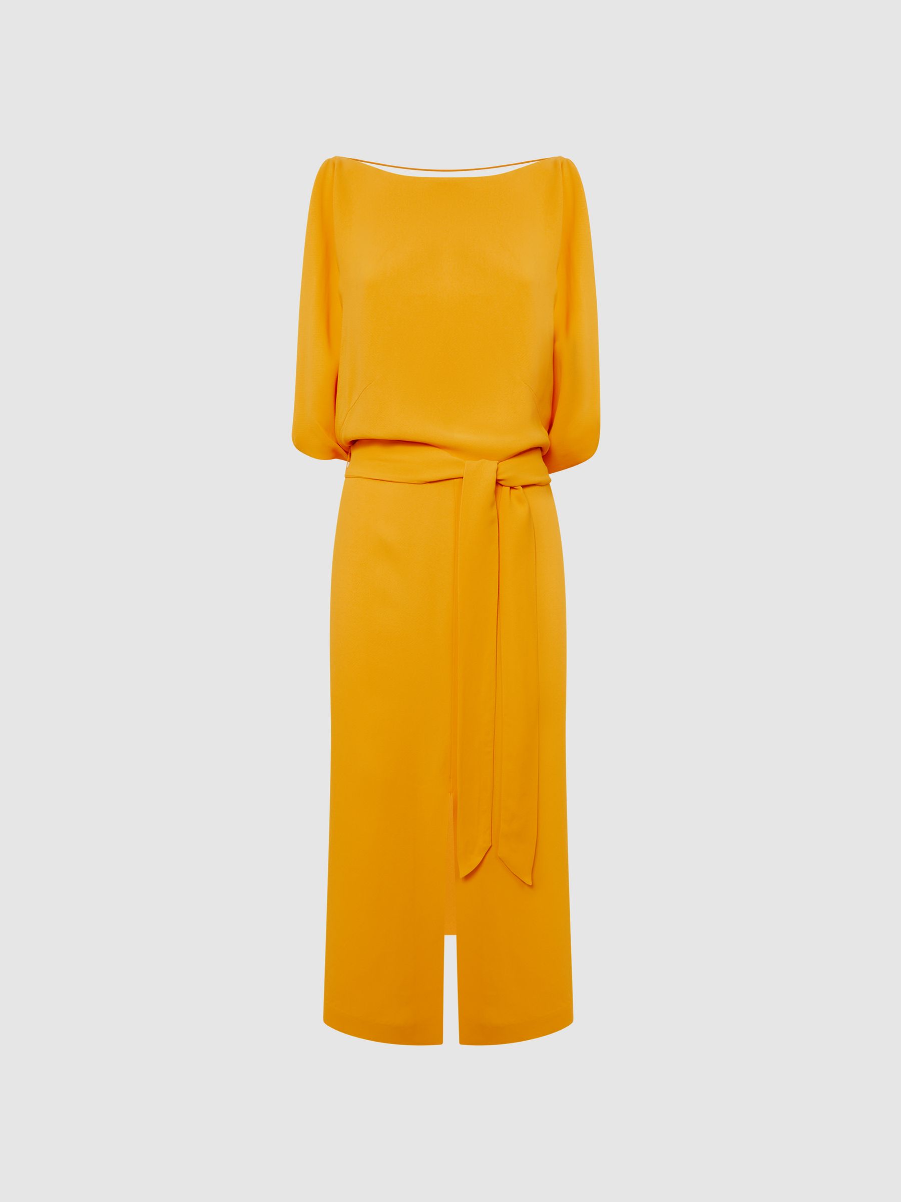 Split Sleeve Midi Dress in Yellow - Image 2 of 7