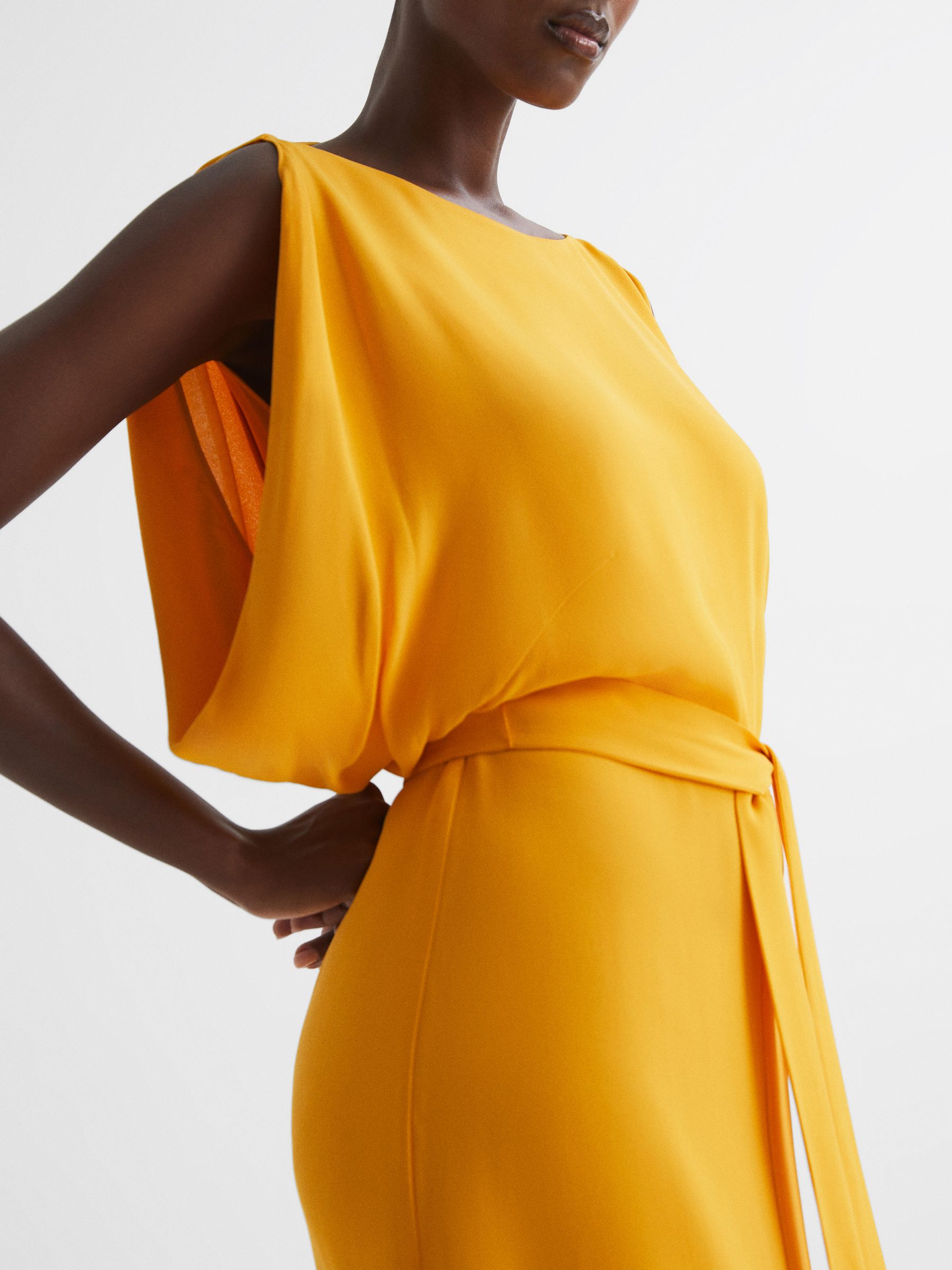 Split Sleeve Midi Dress in Yellow - Image 3 of 7