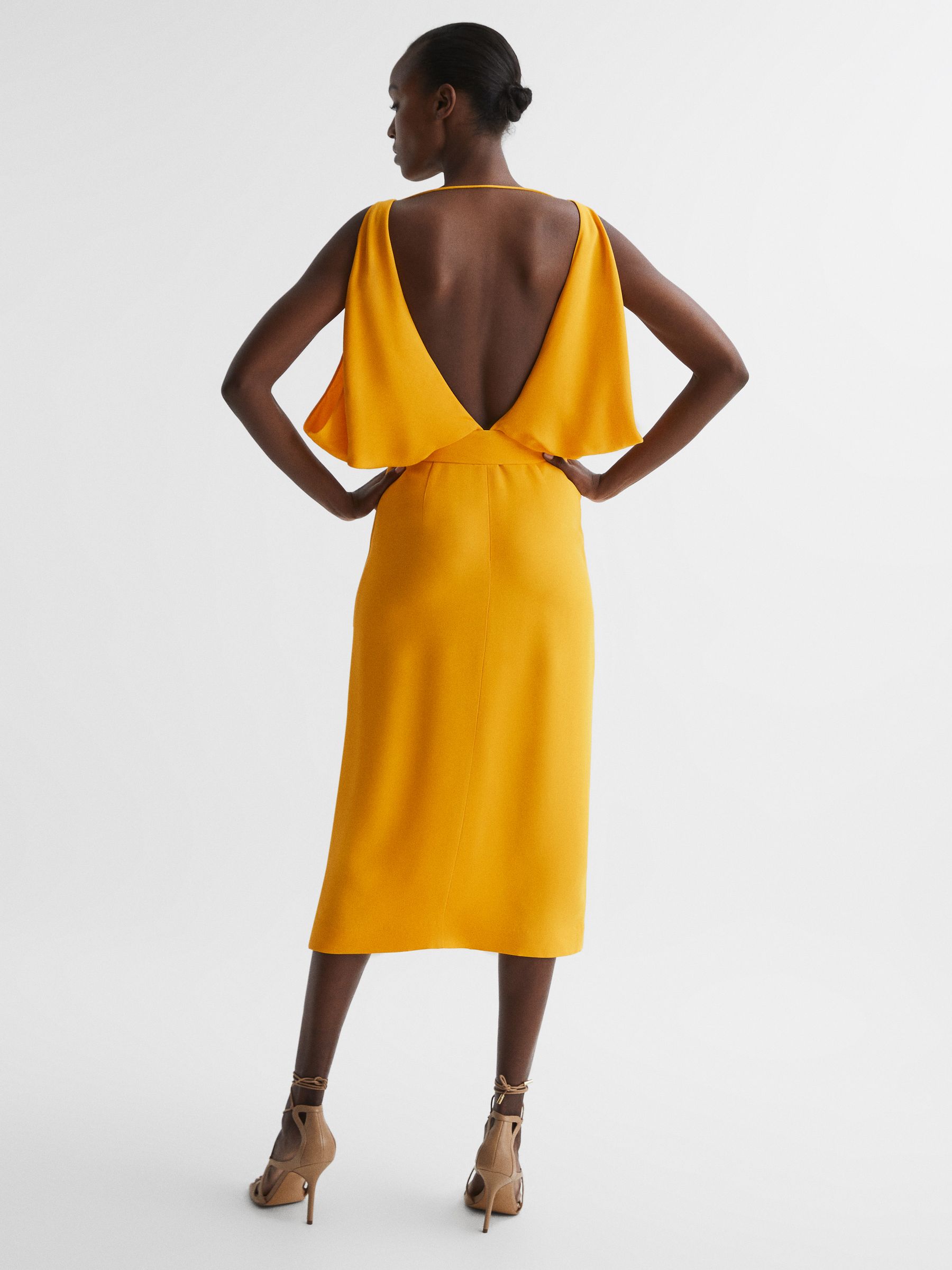 Split Sleeve Midi Dress in Yellow - Image 5 of 7