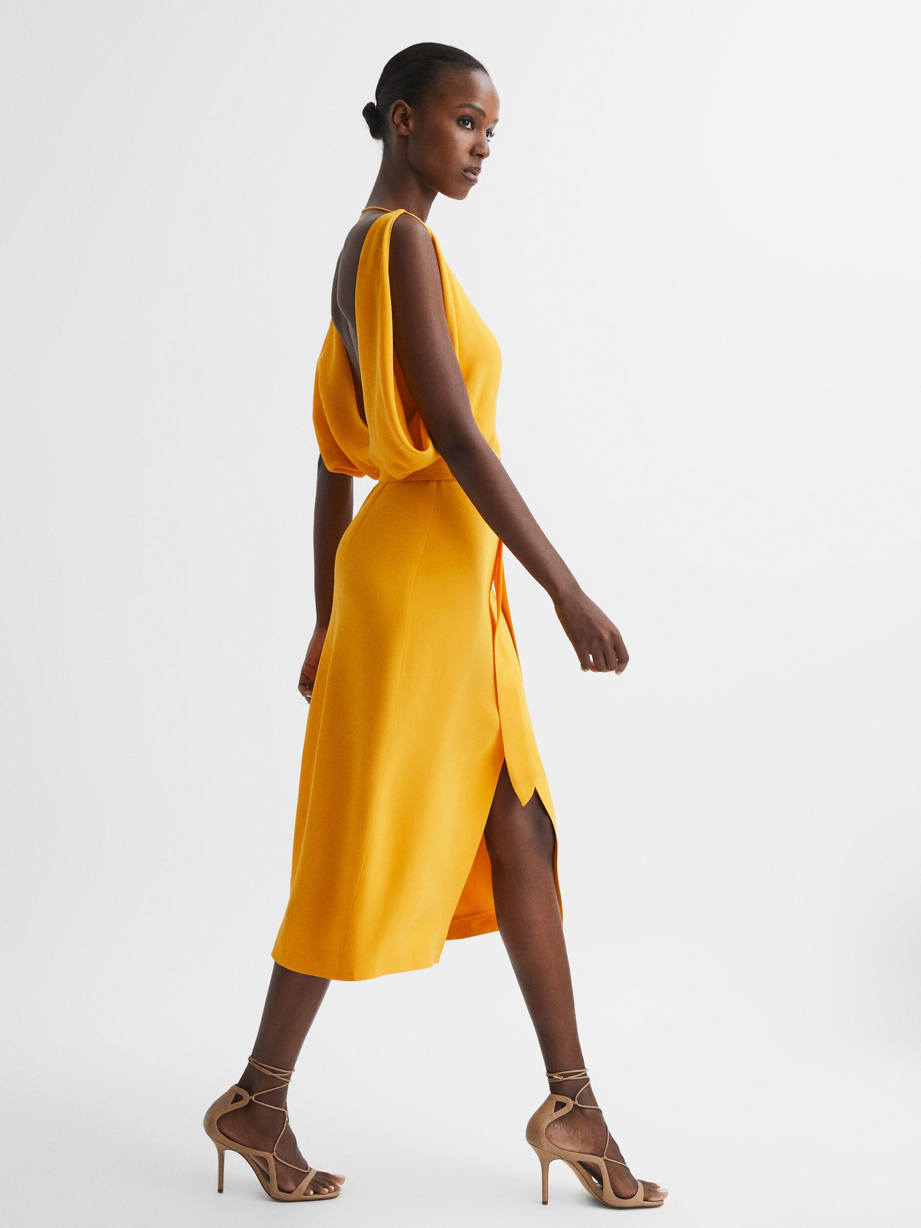 Split Sleeve Midi Dress in Yellow - Image 6 of 7