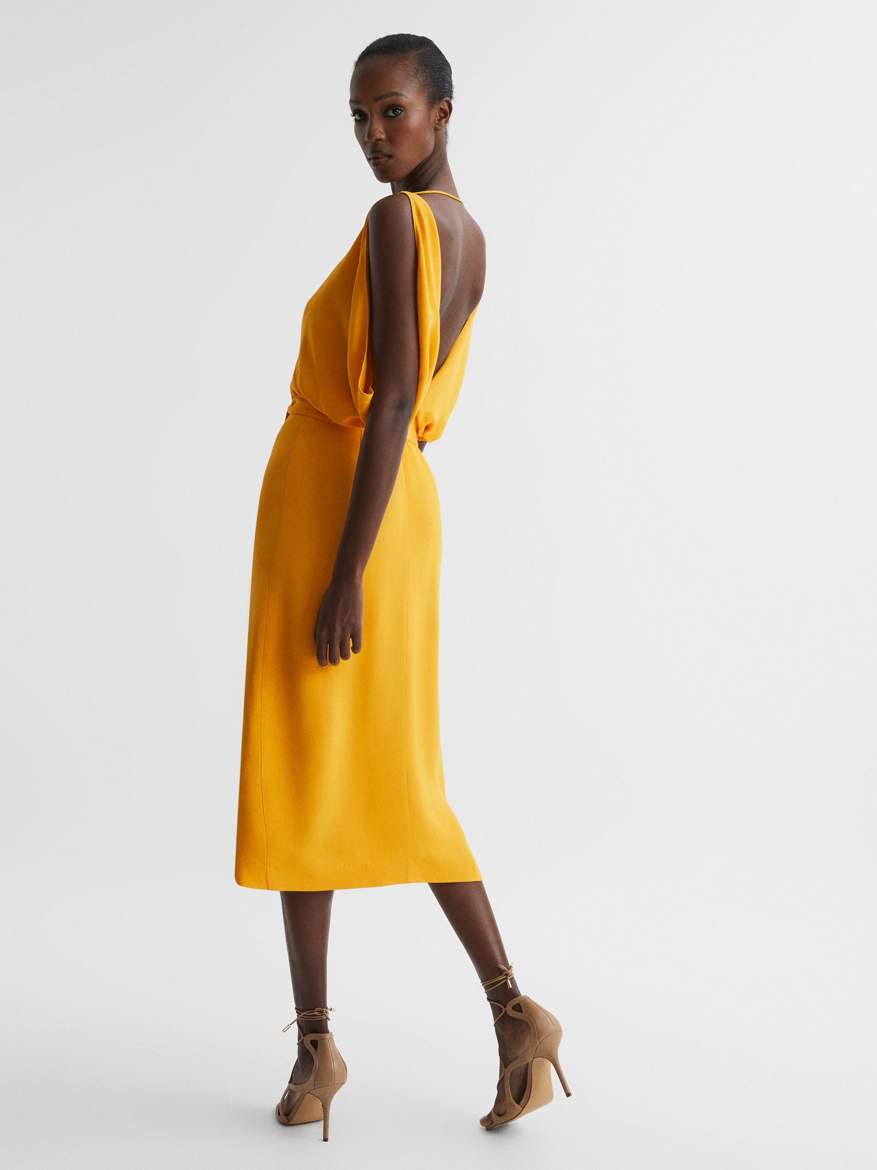 Split Sleeve Midi Dress in Yellow - Image 7 of 7