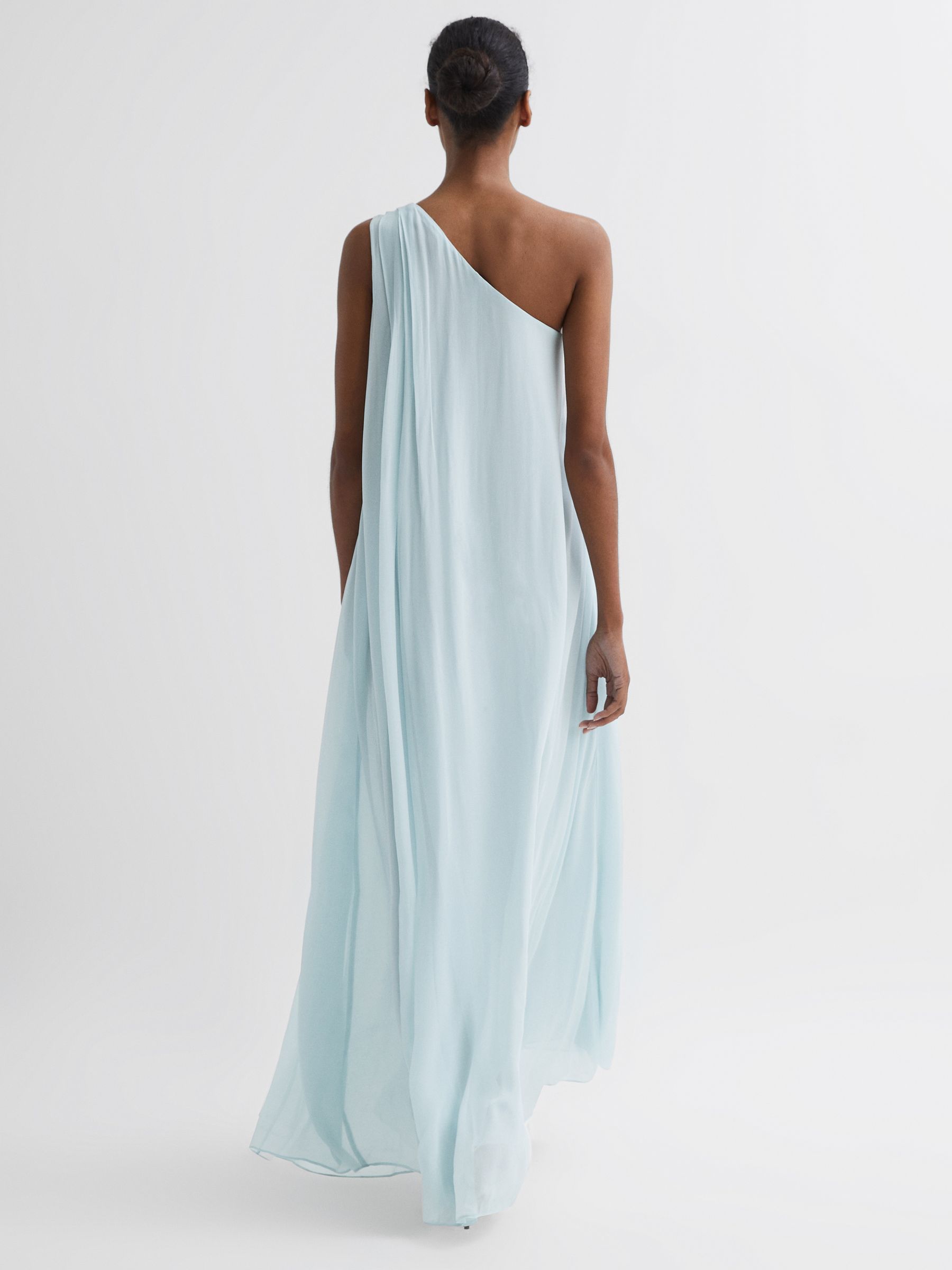 One Shoulder Maxi Dress in Green - Image 4 of 7