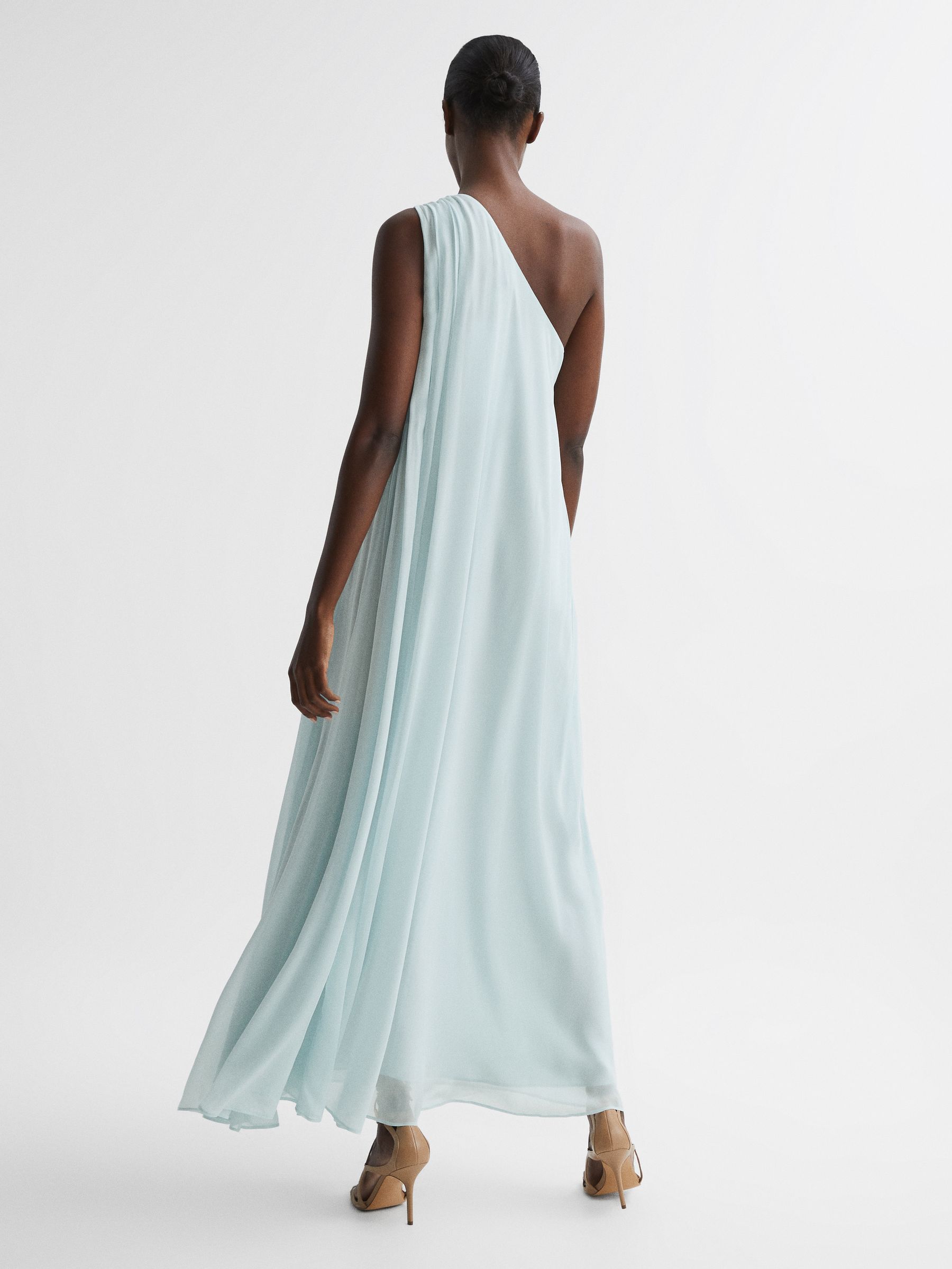 One Shoulder Maxi Dress in Green - Image 5 of 7