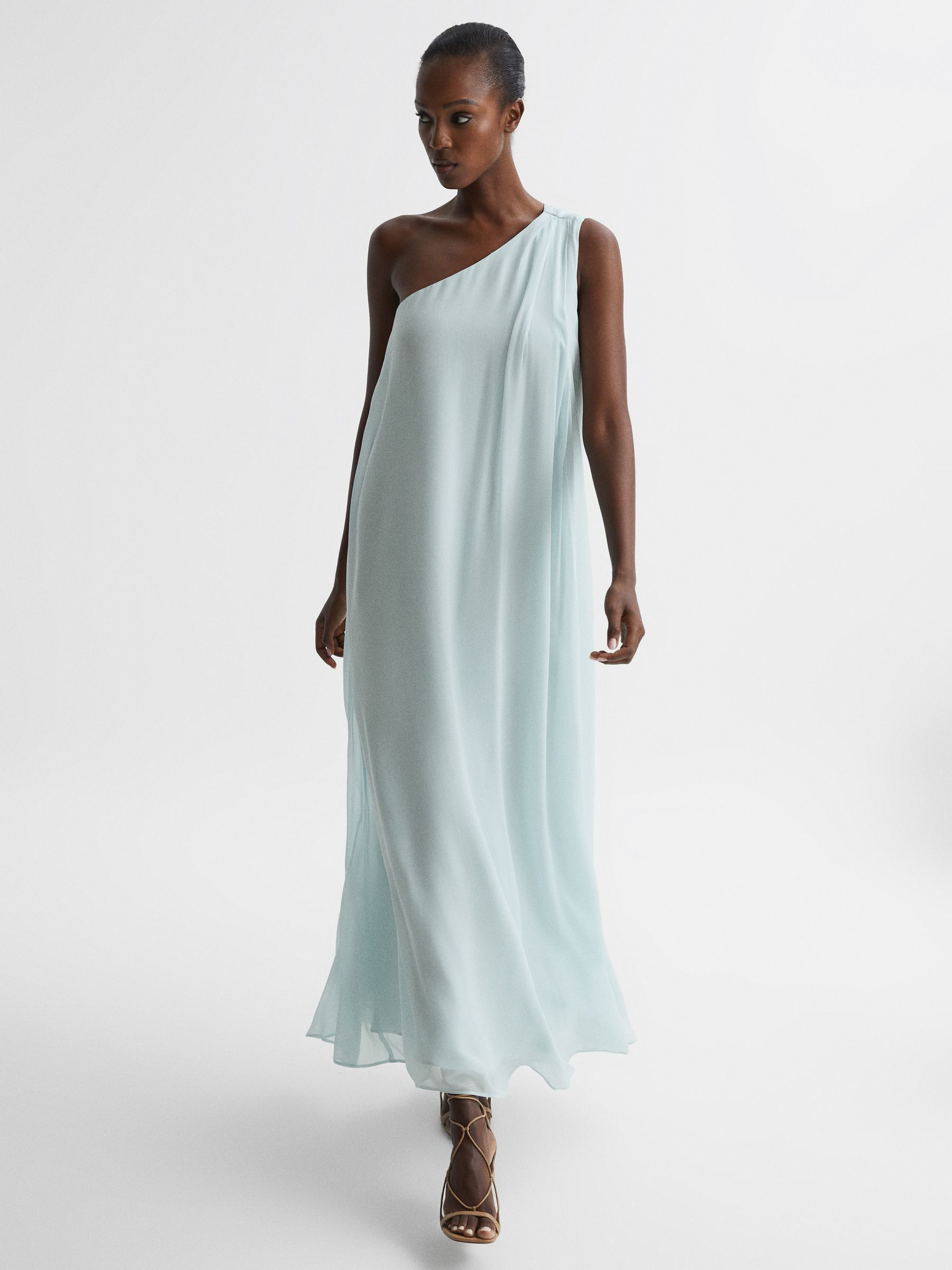 One Shoulder Maxi Dress in Green - Image 7 of 7