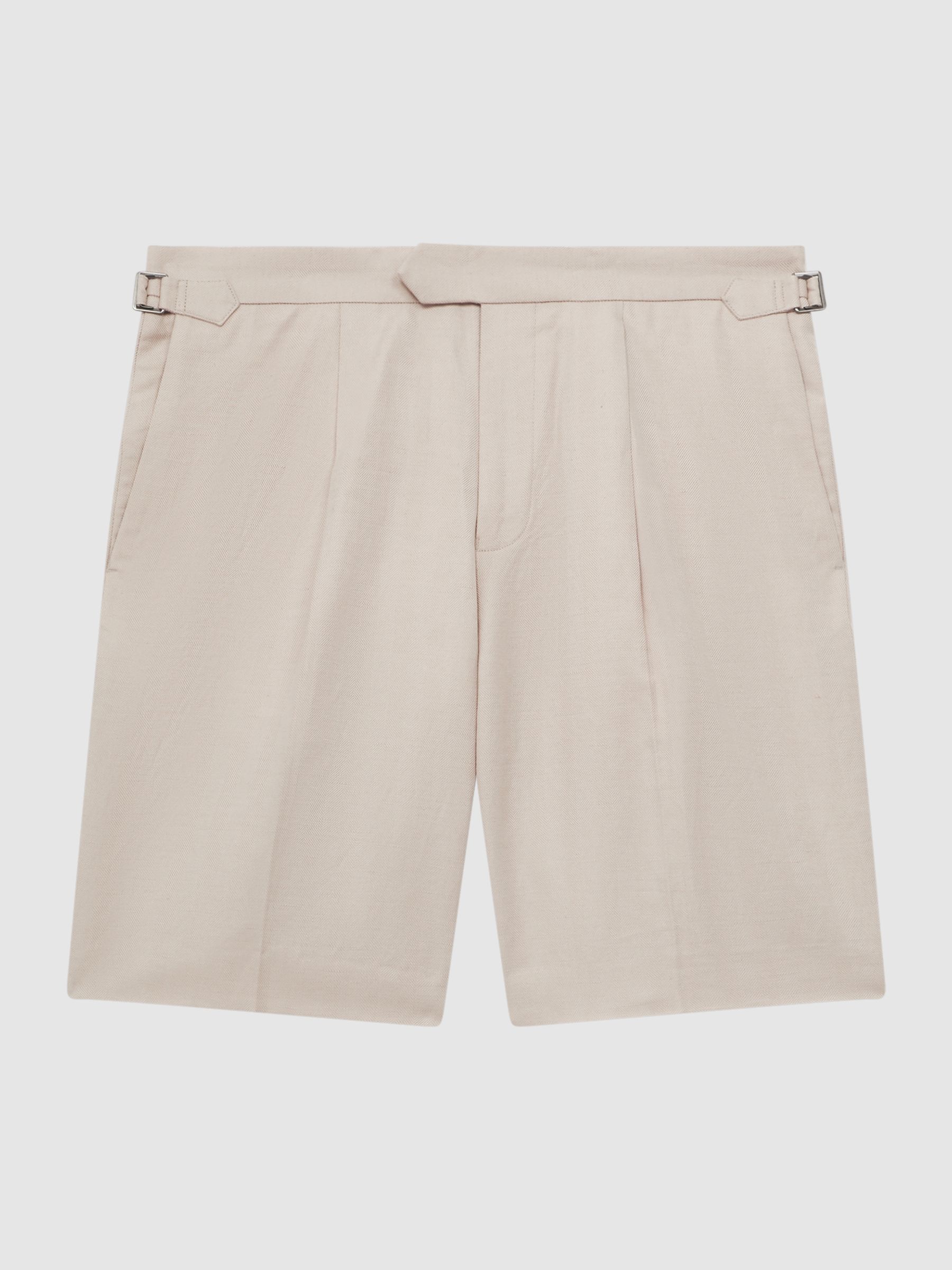 Cotton-Linen Blend Chino Shorts in Stone - Image 2 of 6