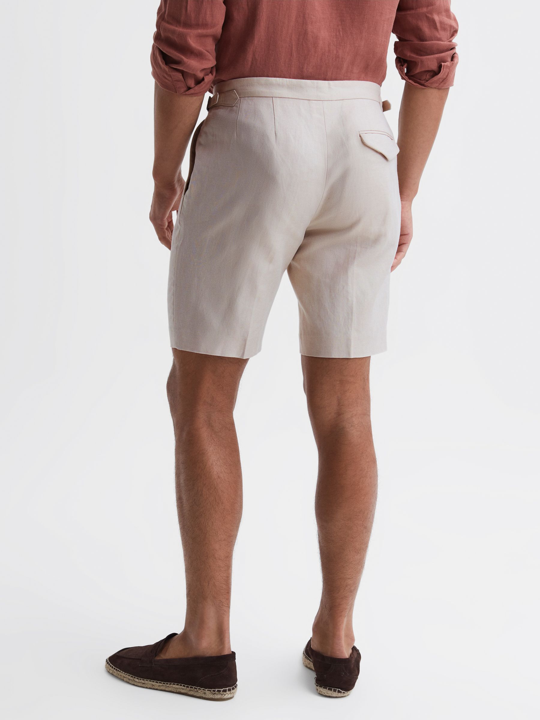 Cotton-Linen Blend Chino Shorts in Stone - Image 4 of 6