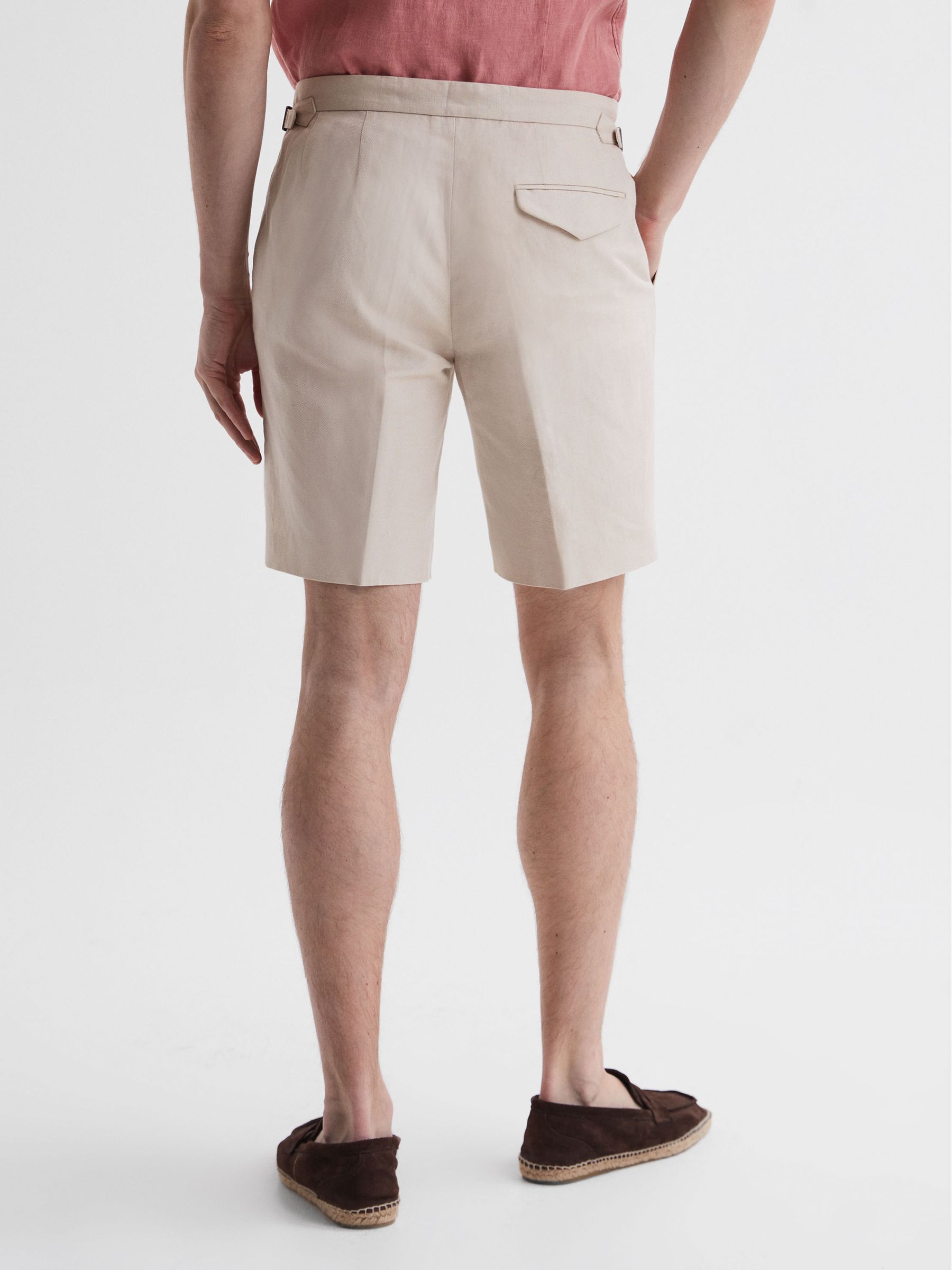 Cotton-Linen Blend Chino Shorts in Stone - Image 5 of 6