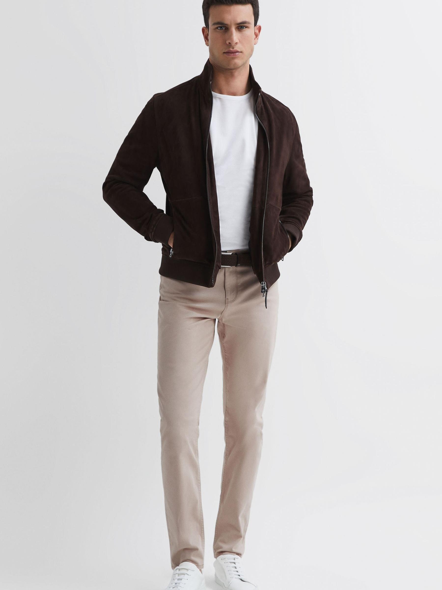 Slim Fit Five Pocket Trousers in Stone - Image 1 of 5 Slim Fit Five Pocket Trousers in Stone - Image 1 of 5