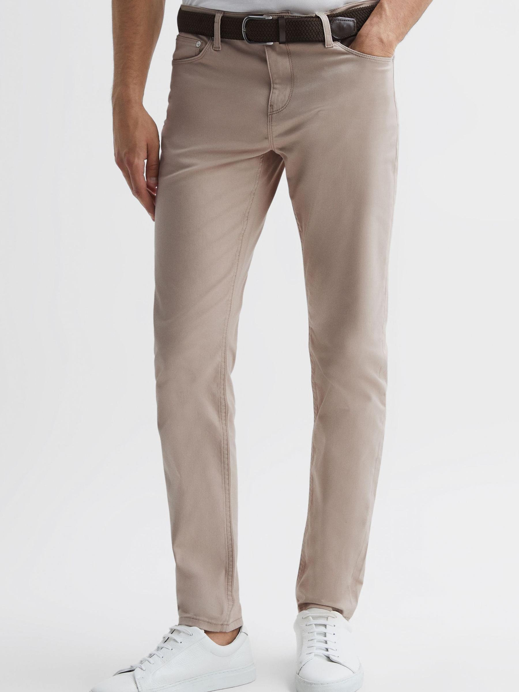 Slim Fit Five Pocket Trousers in Stone - Image 3 of 5