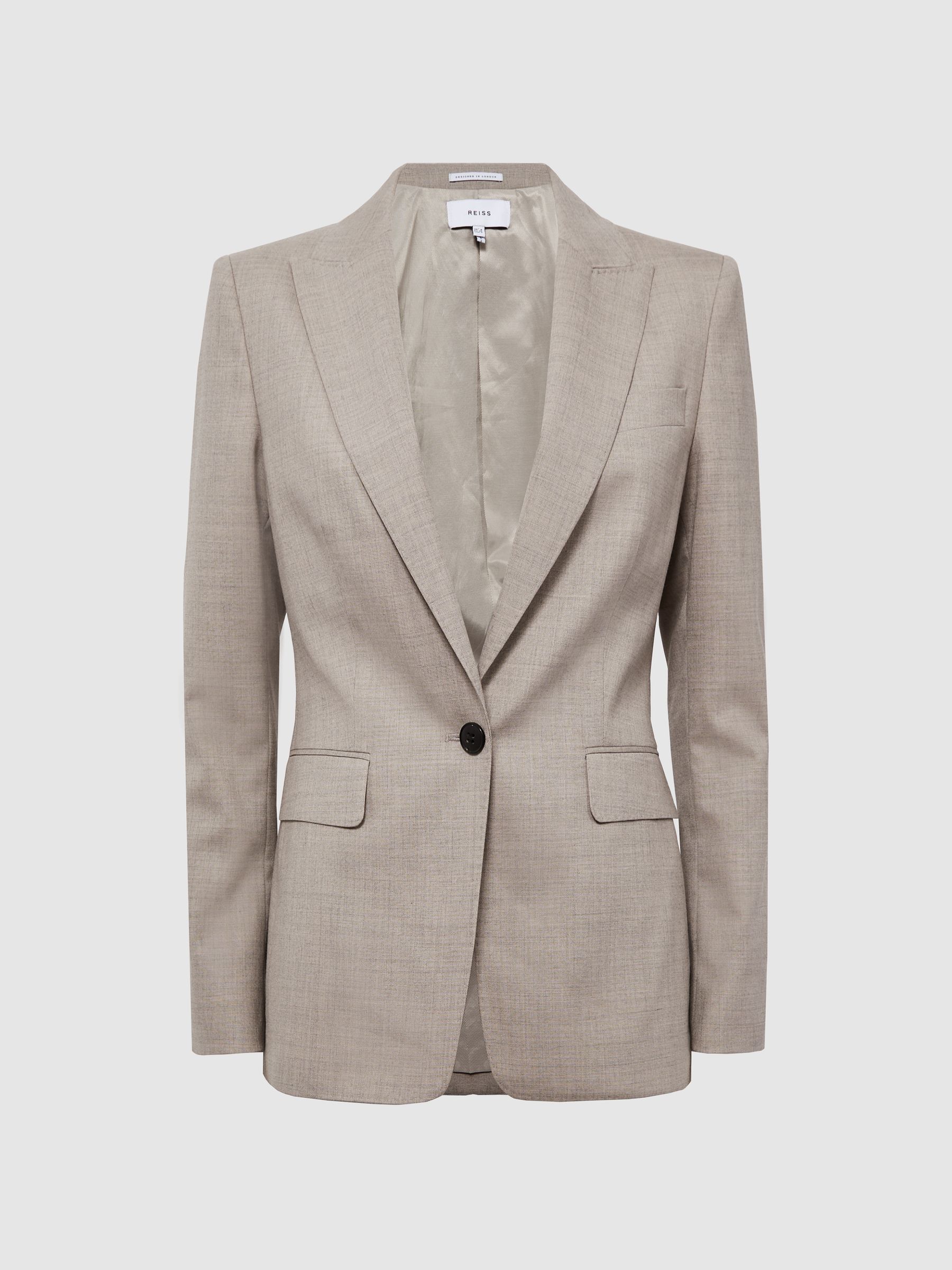 Wool Blend Tailored Blazer in Oatmeal - Image 2 of 6