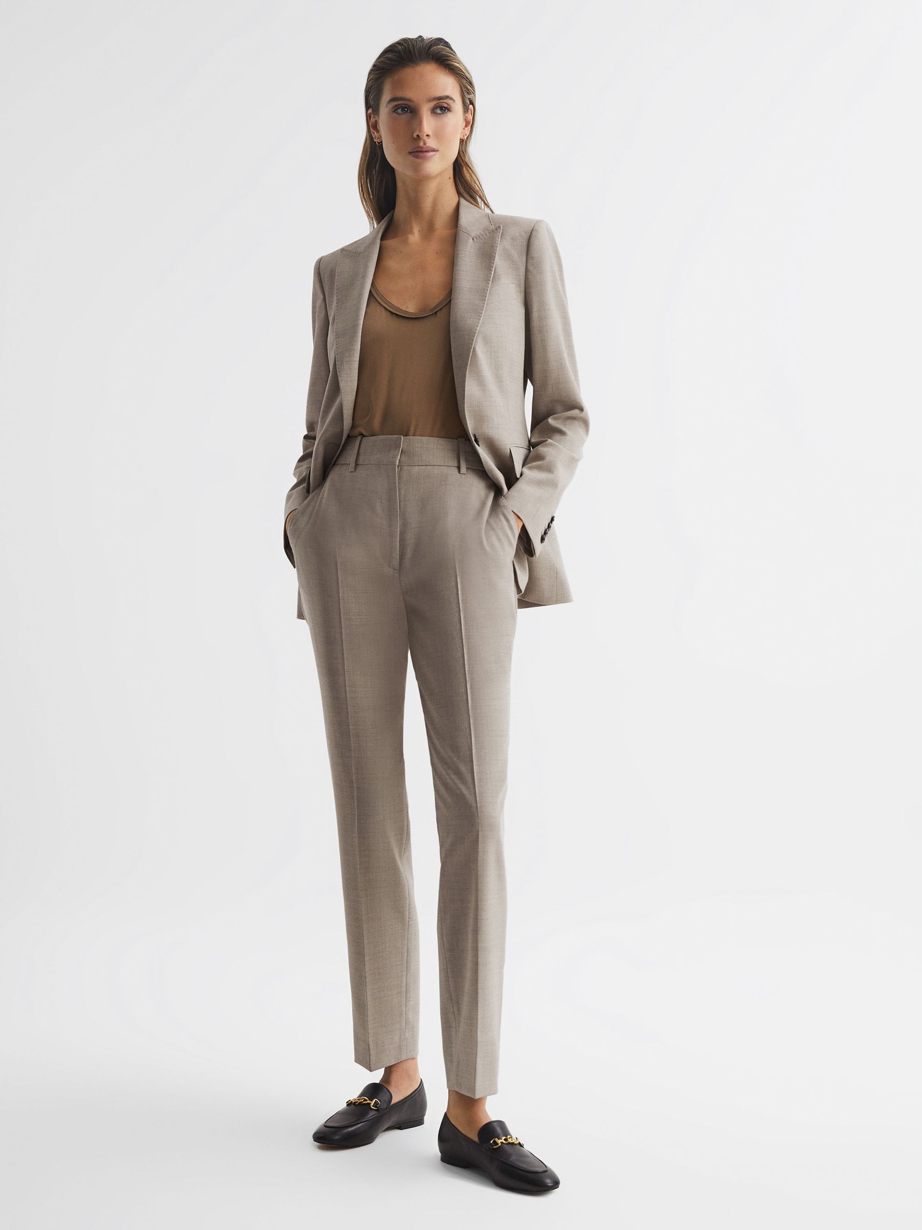 Wool Blend Tailored Blazer in Oatmeal - Image 3 of 6