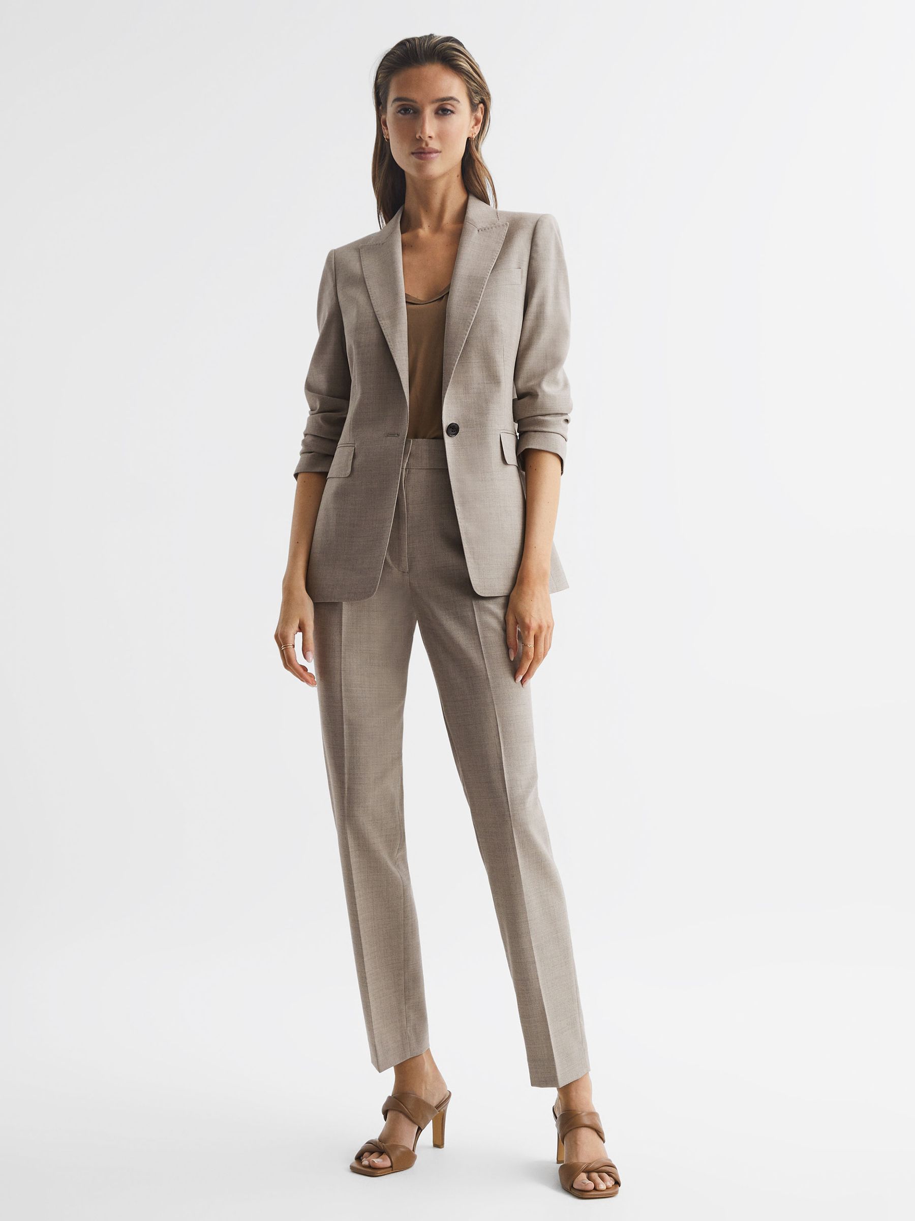 Wool Blend Tailored Blazer in Oatmeal - Image 6 of 6