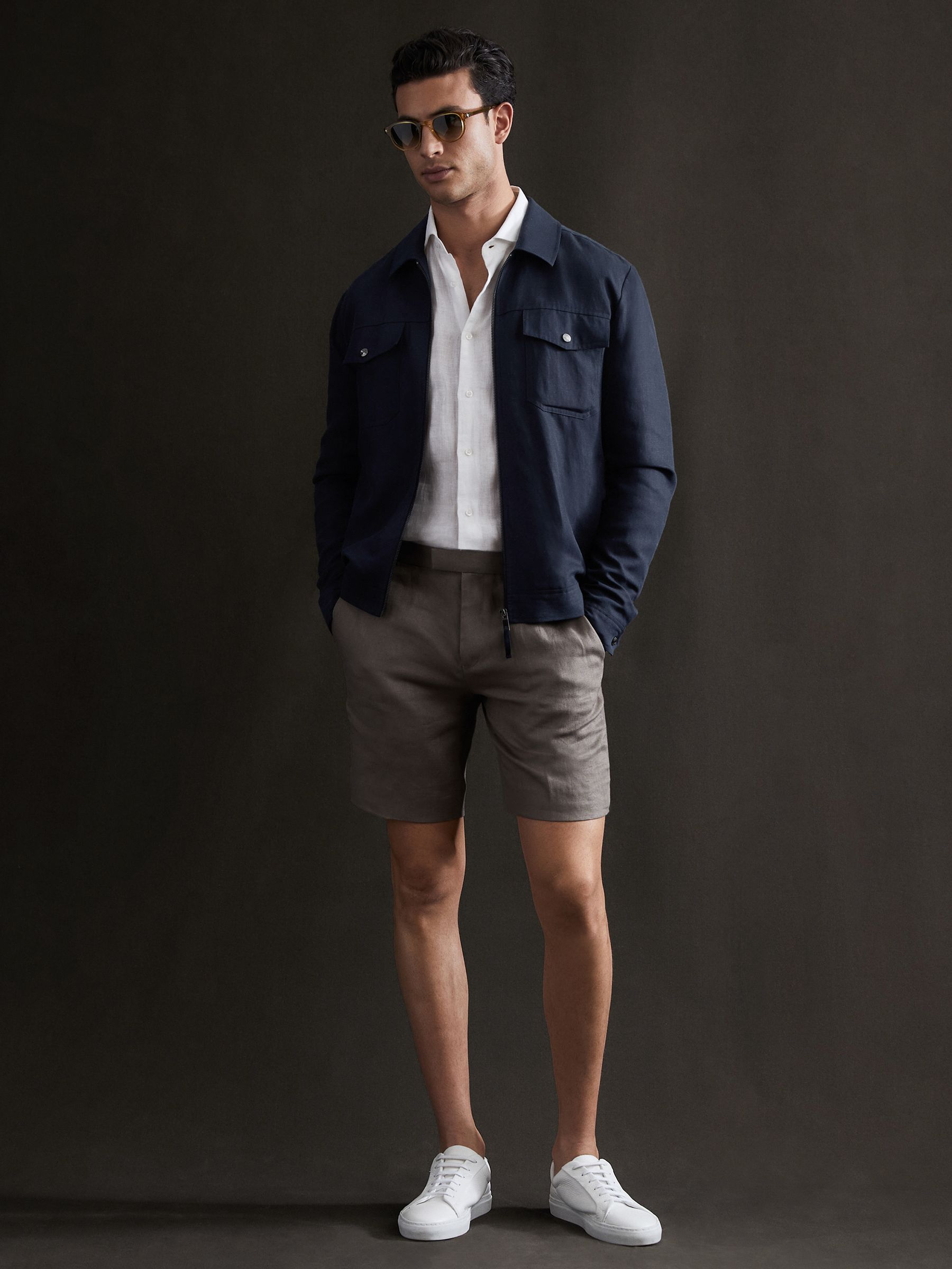 Zip Through Blouson Jacket in Navy - Image 3 of 6