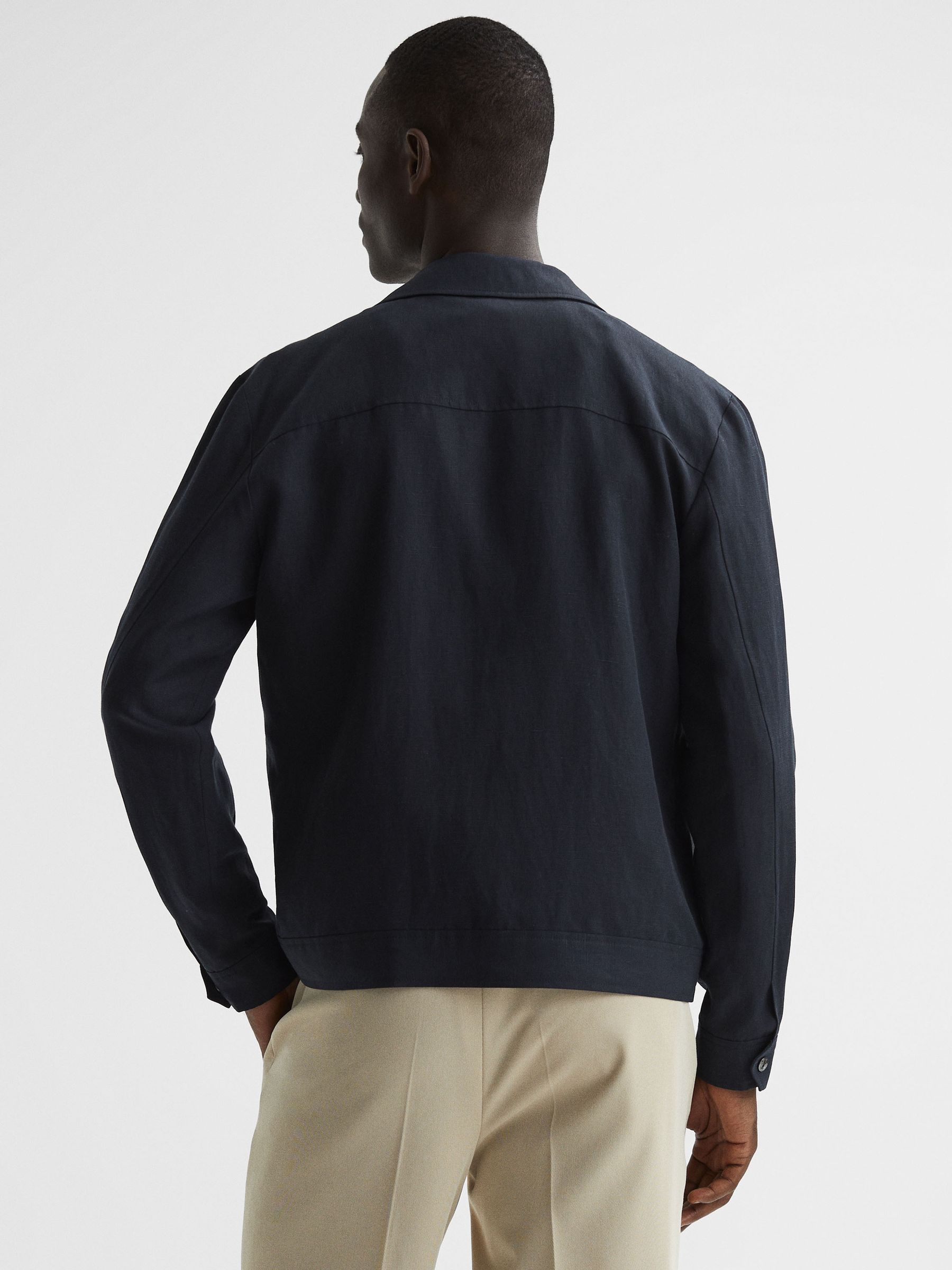 Zip Through Blouson Jacket in Navy - Image 5 of 6