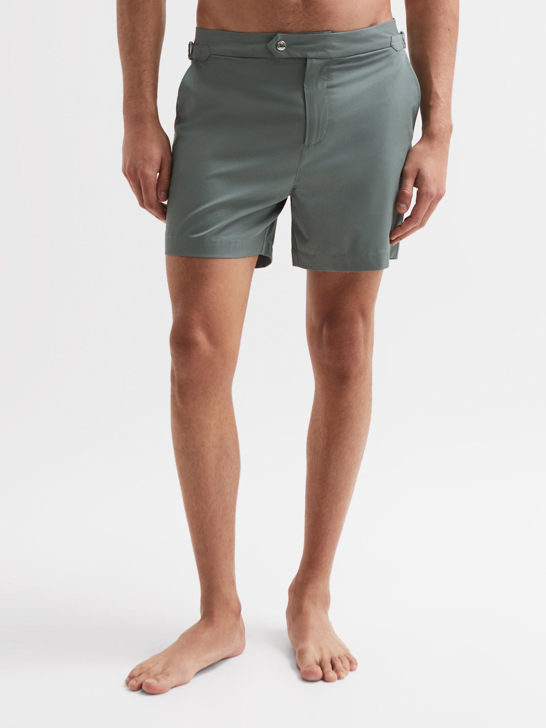 Reiss Side Adjuster Swim Shorts in Sage REISS