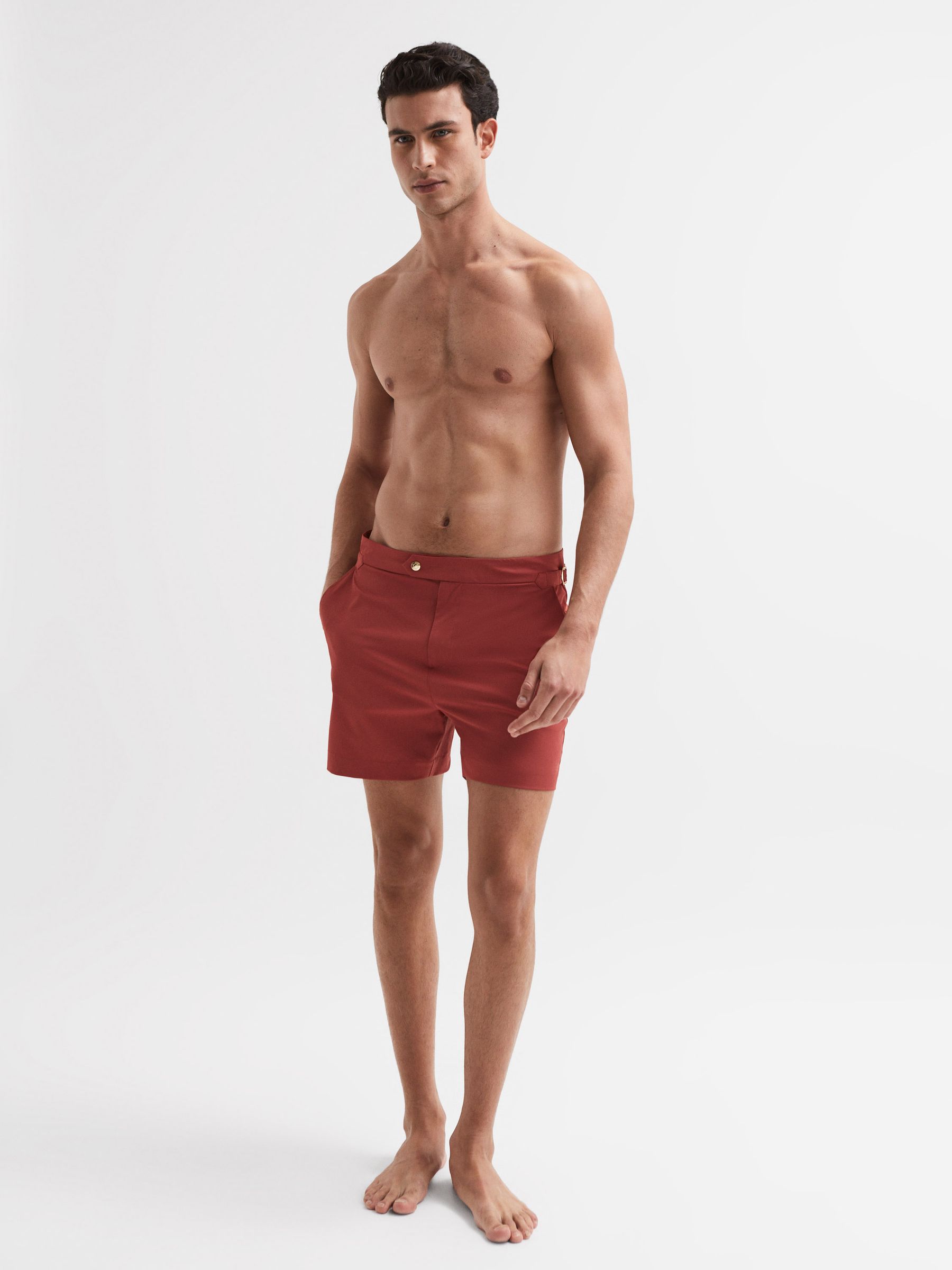 Side Adjuster Swim Shorts in Russet - Image 3 of 6