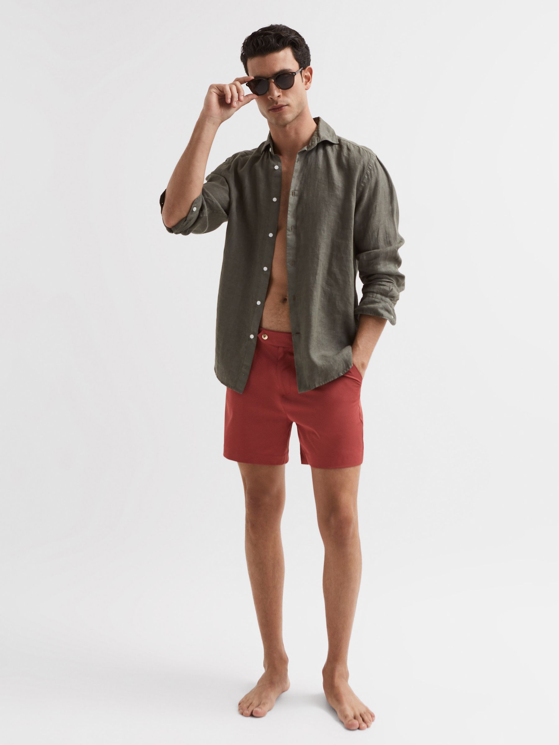 Side Adjuster Swim Shorts in Russet - Image 6 of 6