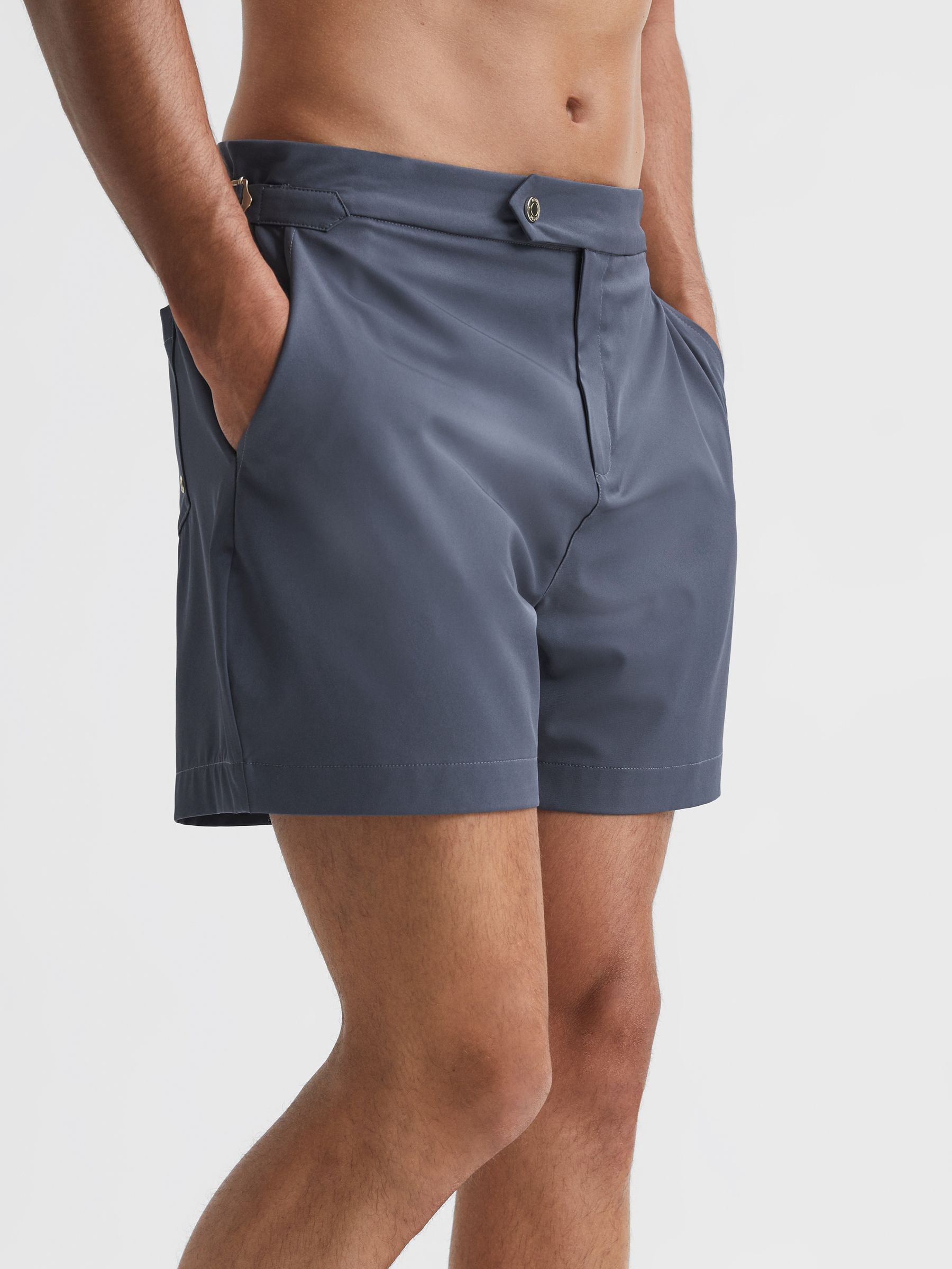 Side Adjuster Swim Shorts in Airforce Blue - Image 1 of 11