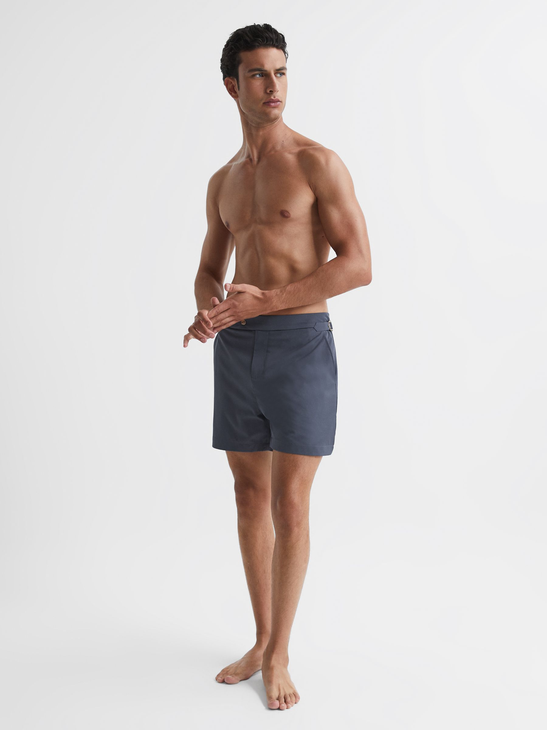 Side Adjuster Swim Shorts in Airforce Blue - Image 9 of 11