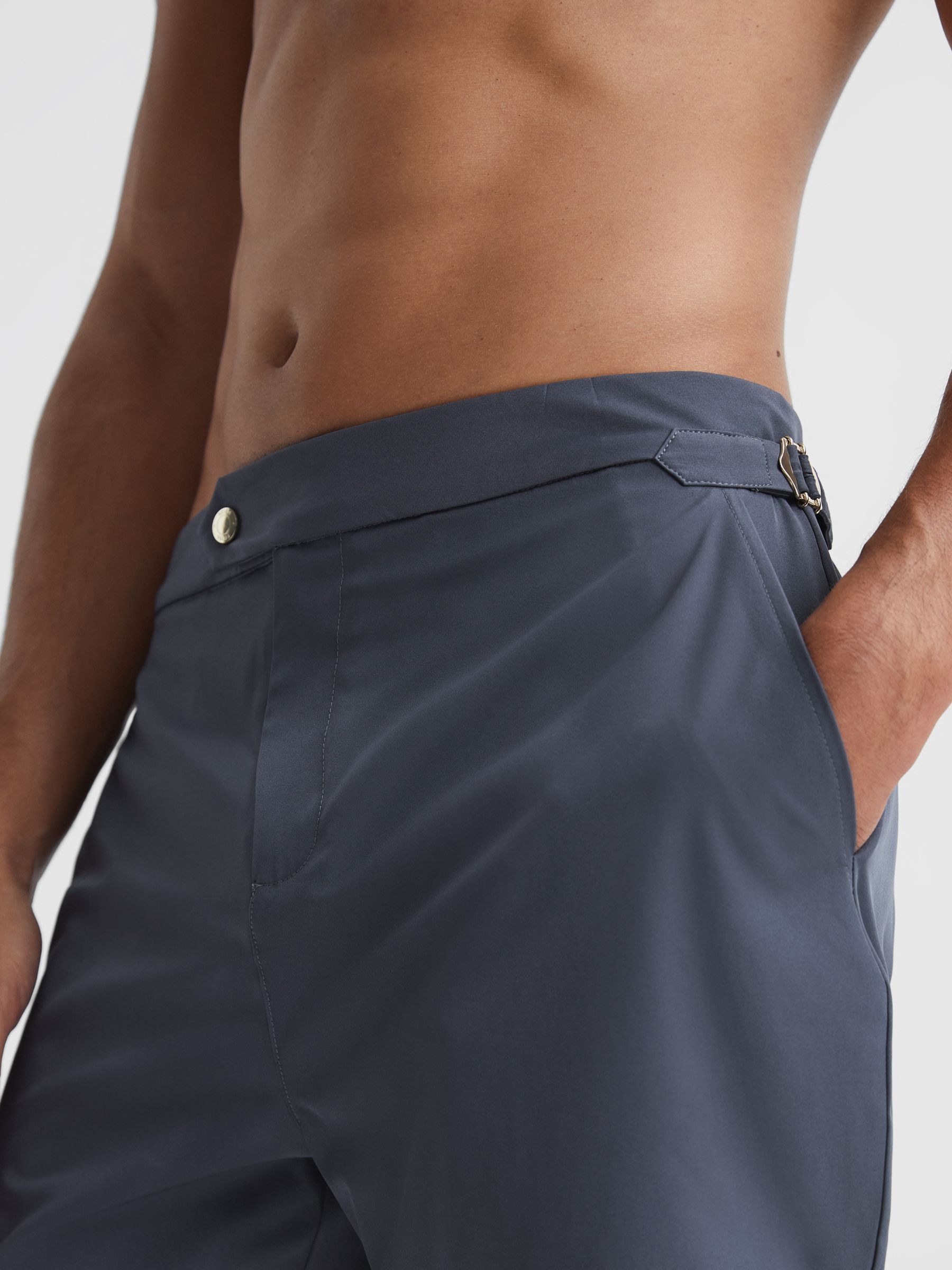 Side Adjuster Swim Shorts in Airforce Blue - Image 7 of 11