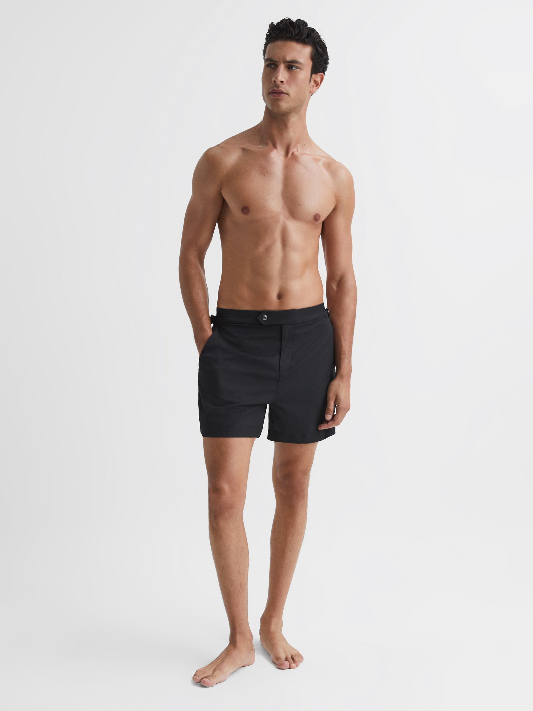 Side Adjuster Swim Shorts in Black - Image 3 of 6