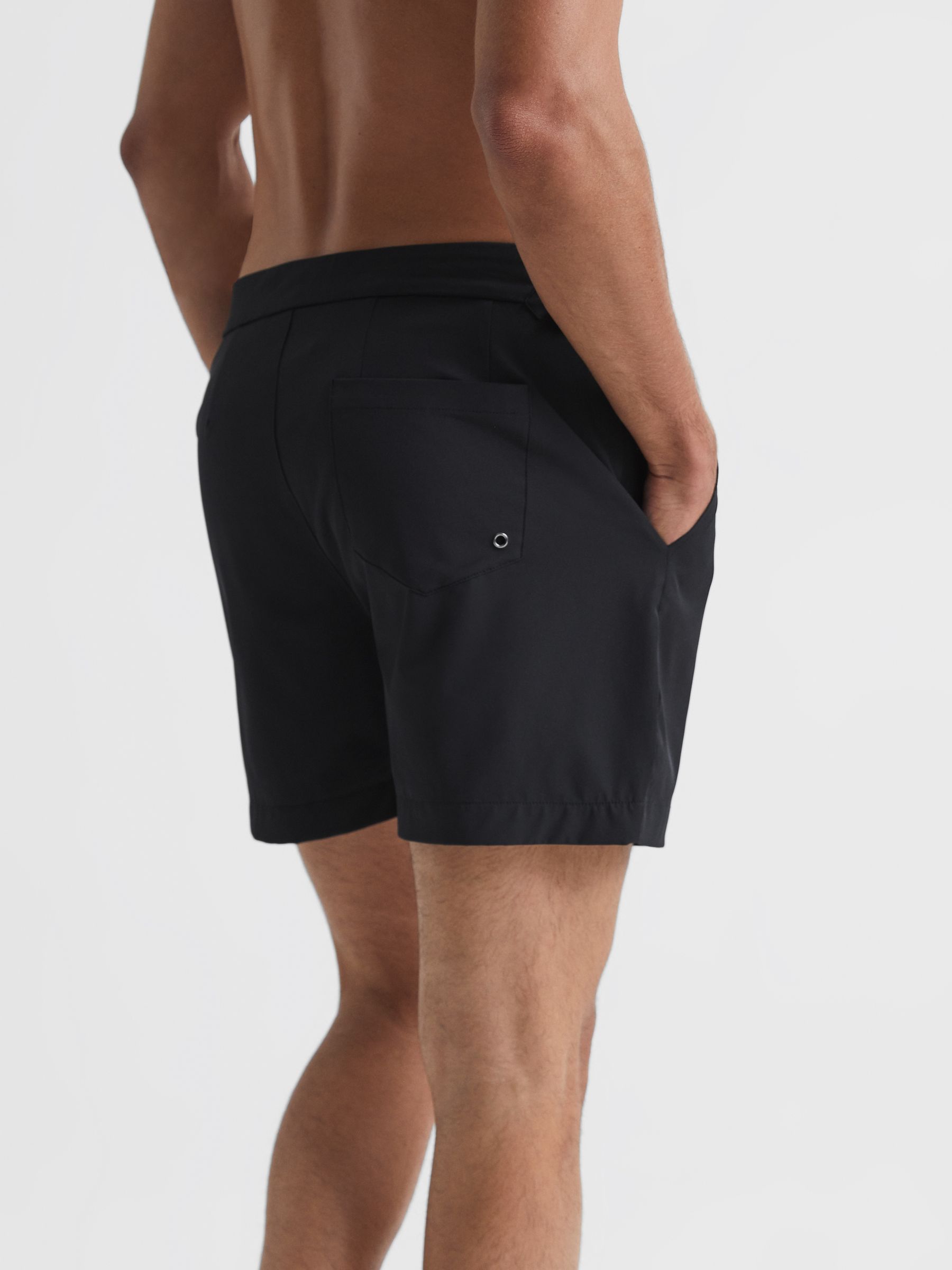 Side Adjuster Swim Shorts in Black - Image 5 of 6