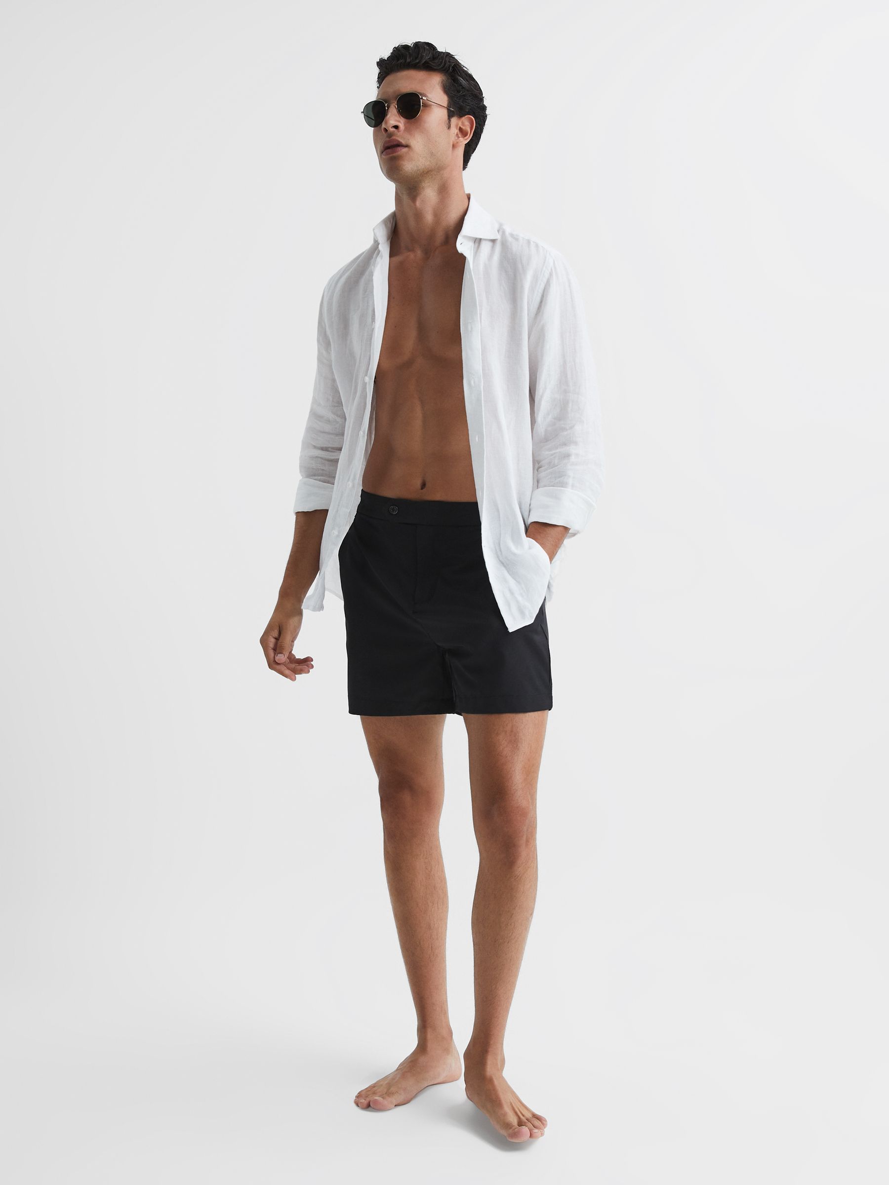 Side Adjuster Swim Shorts in Black - Image 6 of 6