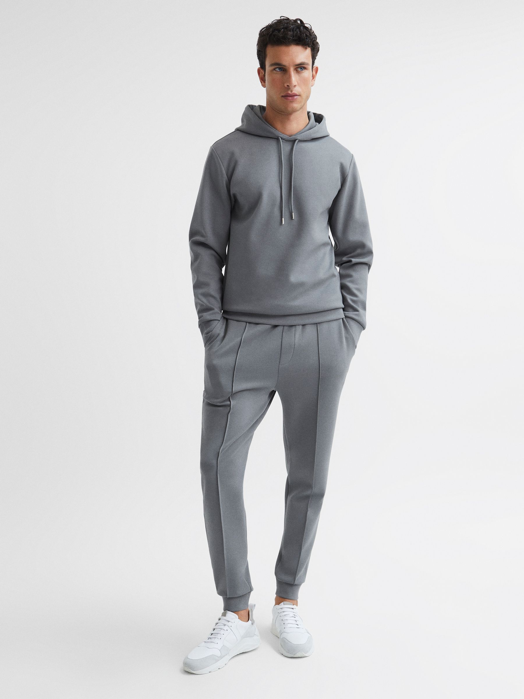 Interlock Jersey Drawstring Hoodie in Sage - Image 3 of 5