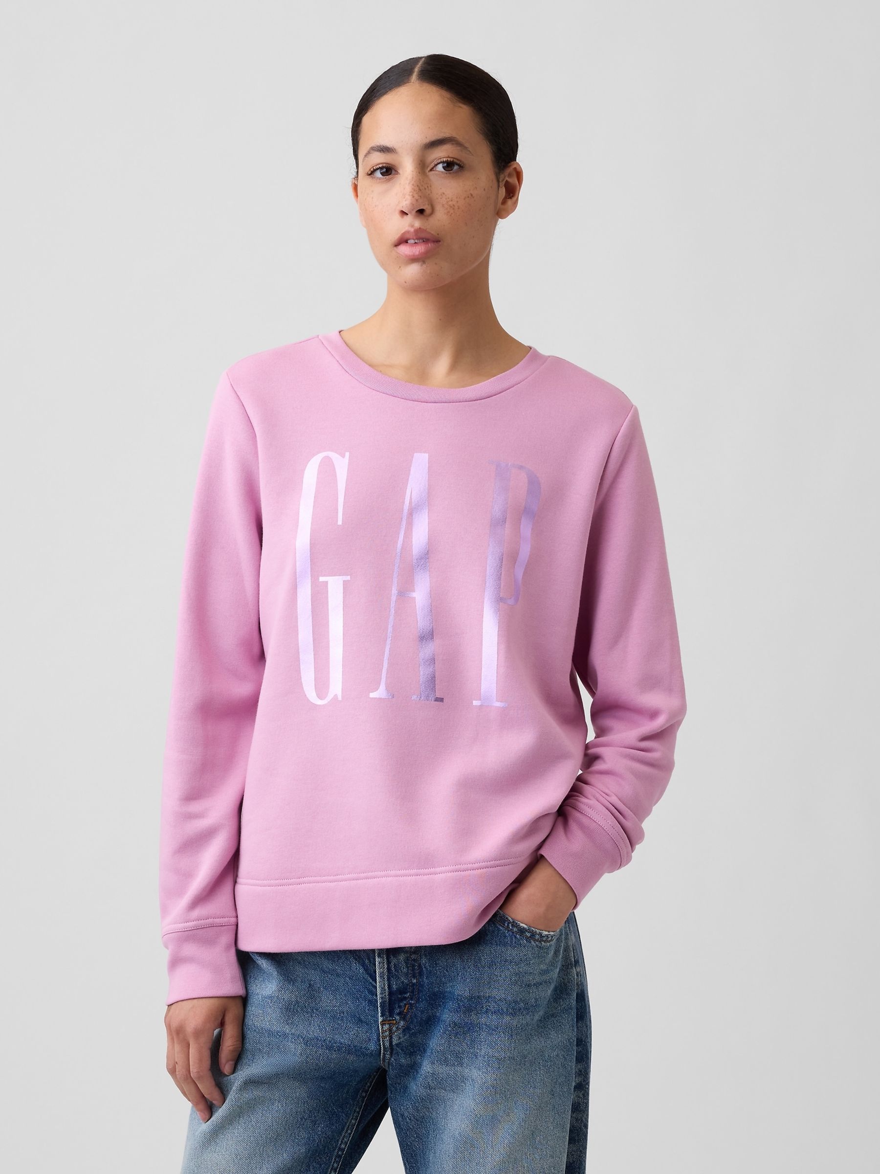 Pink Metallic Relaxed Logo Sweatshirt - Image 1 of 5