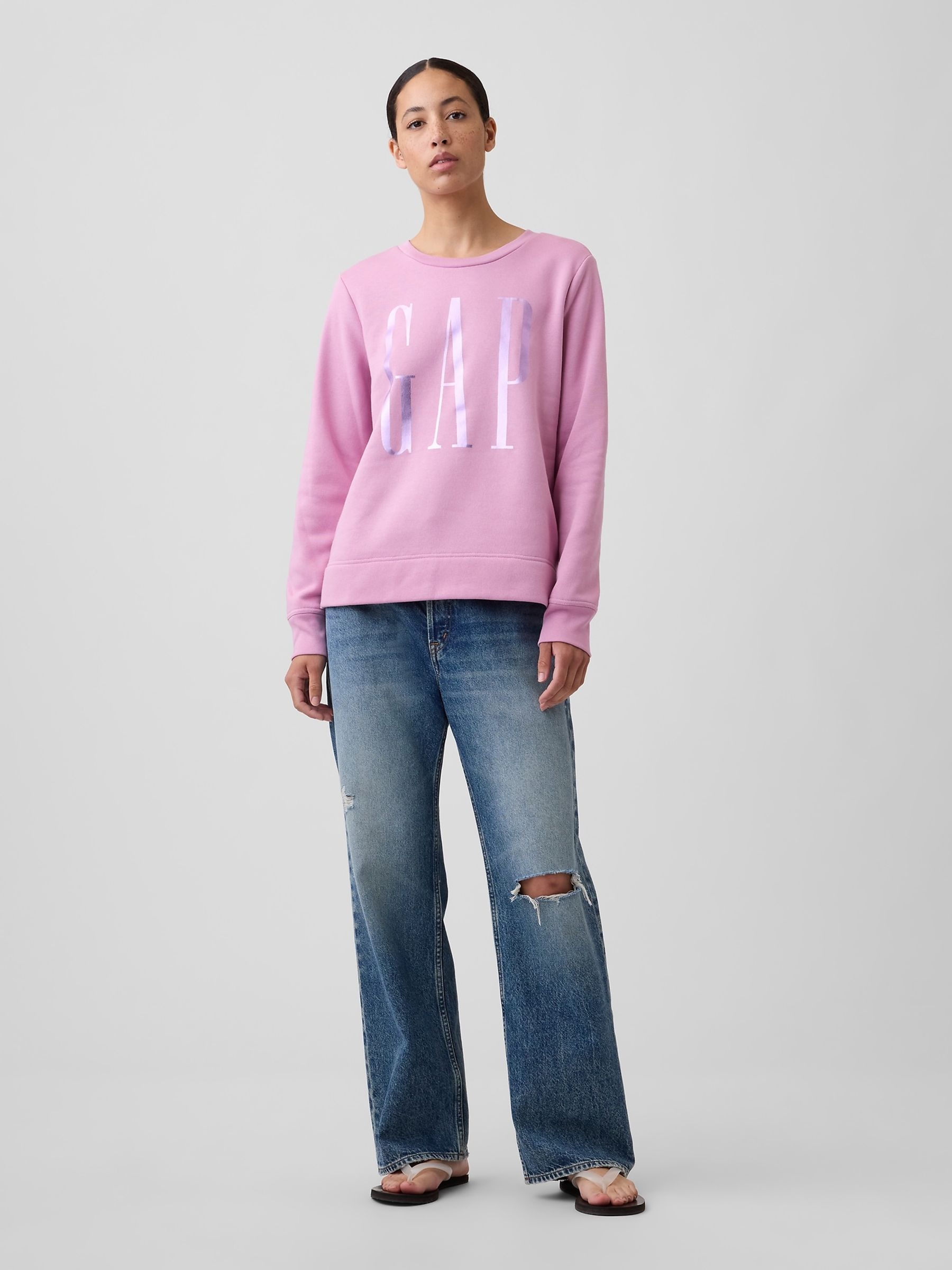 Pink Metallic Relaxed Logo Sweatshirt - Image 3 of 5