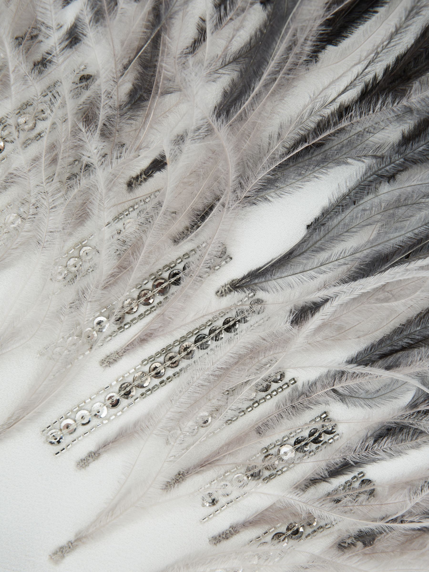 Halston Tailored Feather Sleeve Mini Dress in White - Image 8 of 8