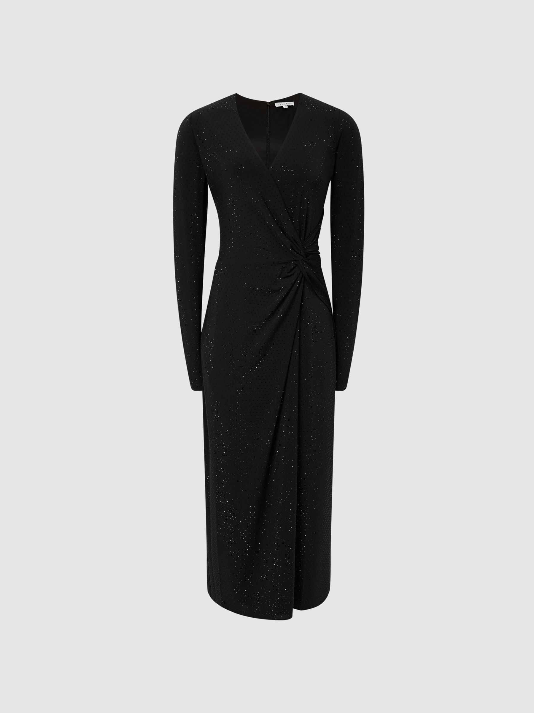Halston Crystal Jersey Midi Dress in Black - Image 2 of 8