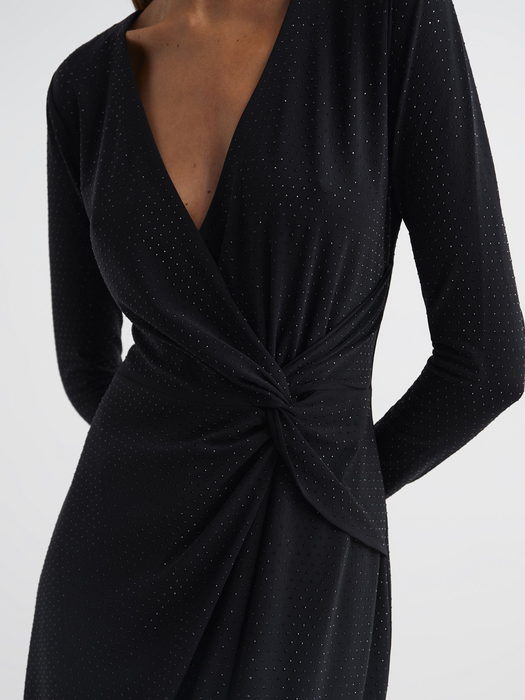 Halston Crystal Jersey Midi Dress in Black - Image 4 of 8