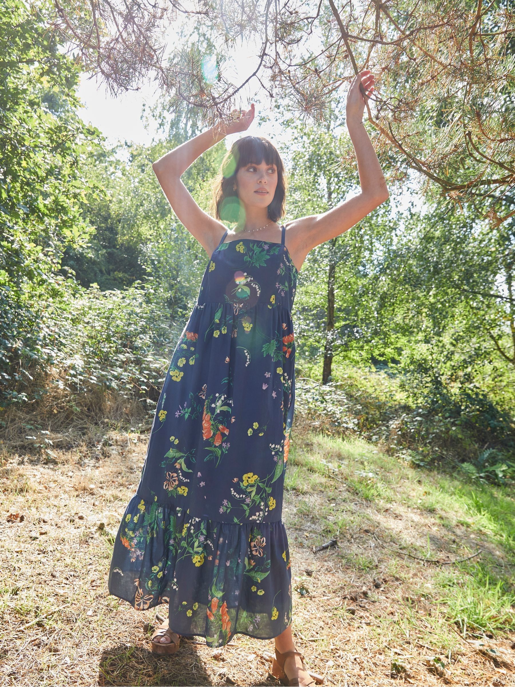 Blue National Forest Elm Floral Midi Dress - Image 2 of 10