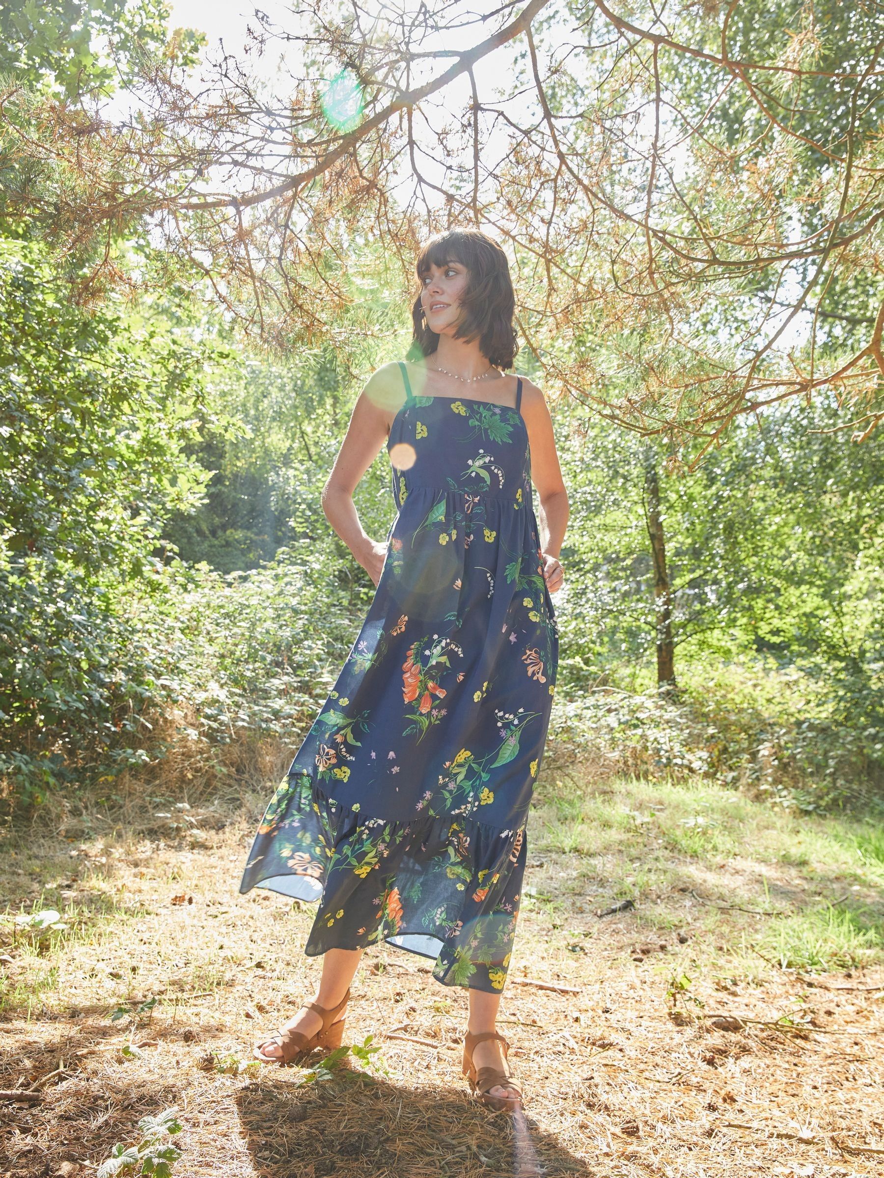 Blue National Forest Elm Floral Midi Dress - Image 3 of 10