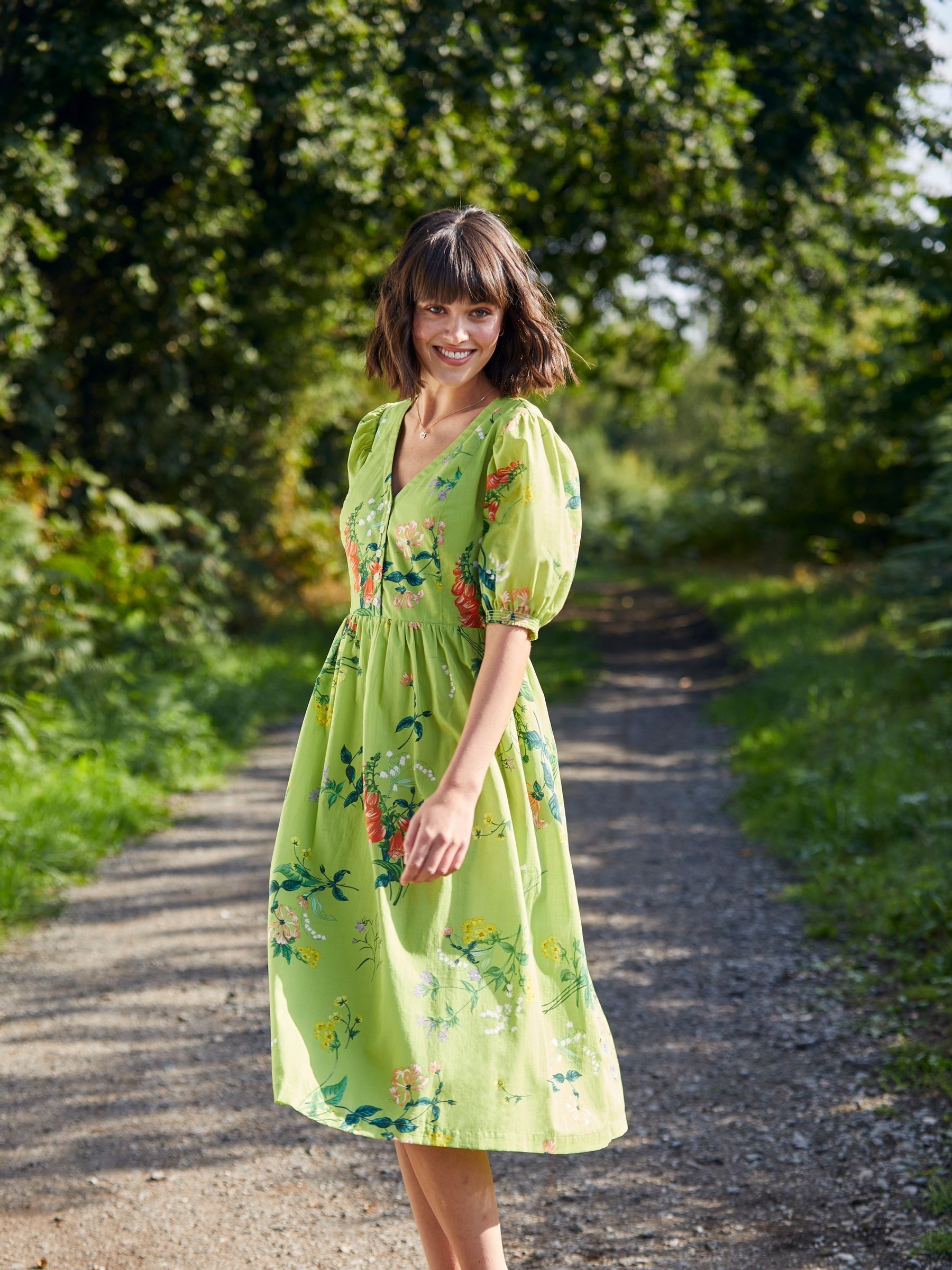 Green National Forest Fleur Floral Midi Dress - Image 3 of 4