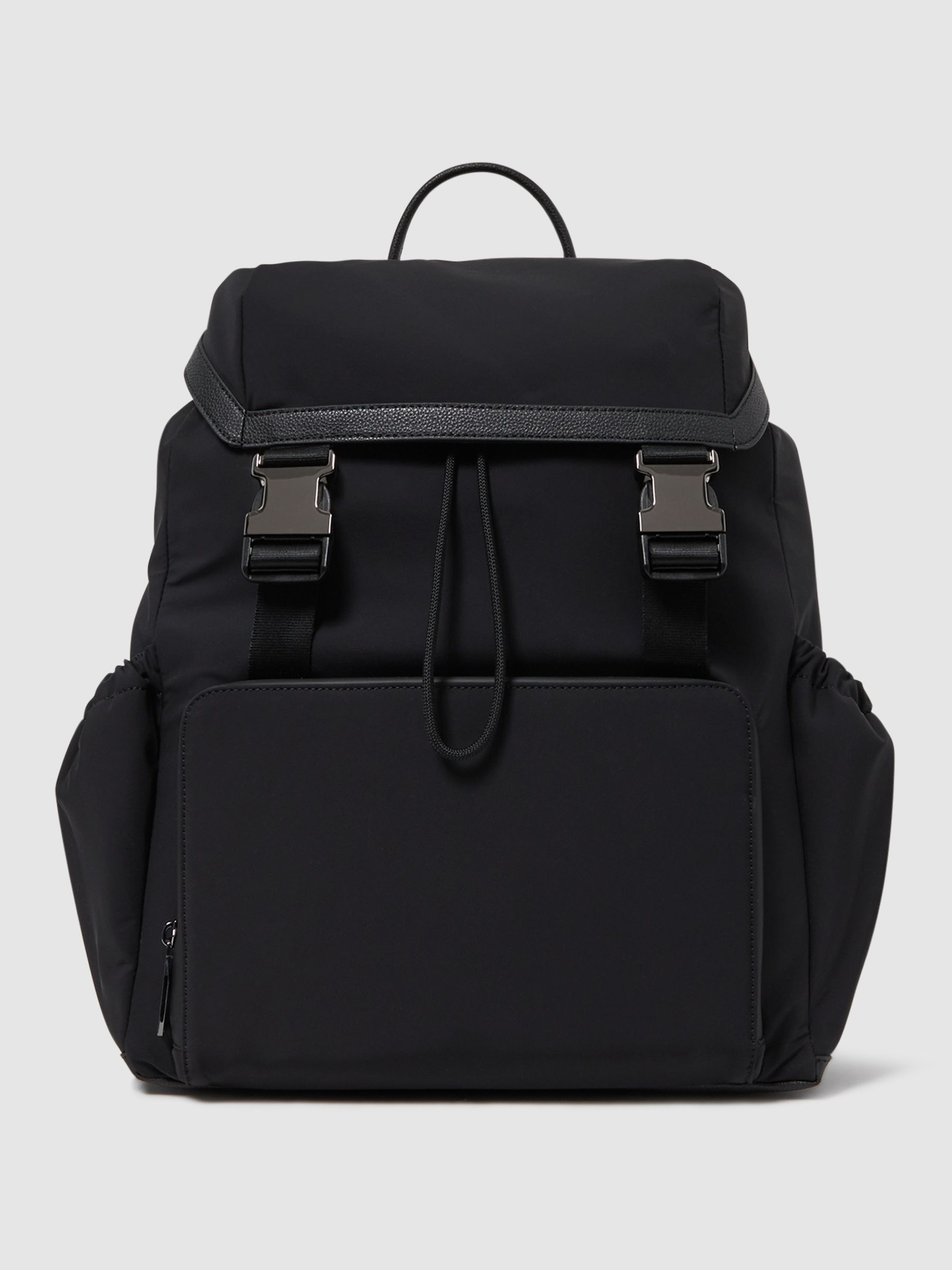 Leather Drawstring Backpack in Black - Image 1 of 5