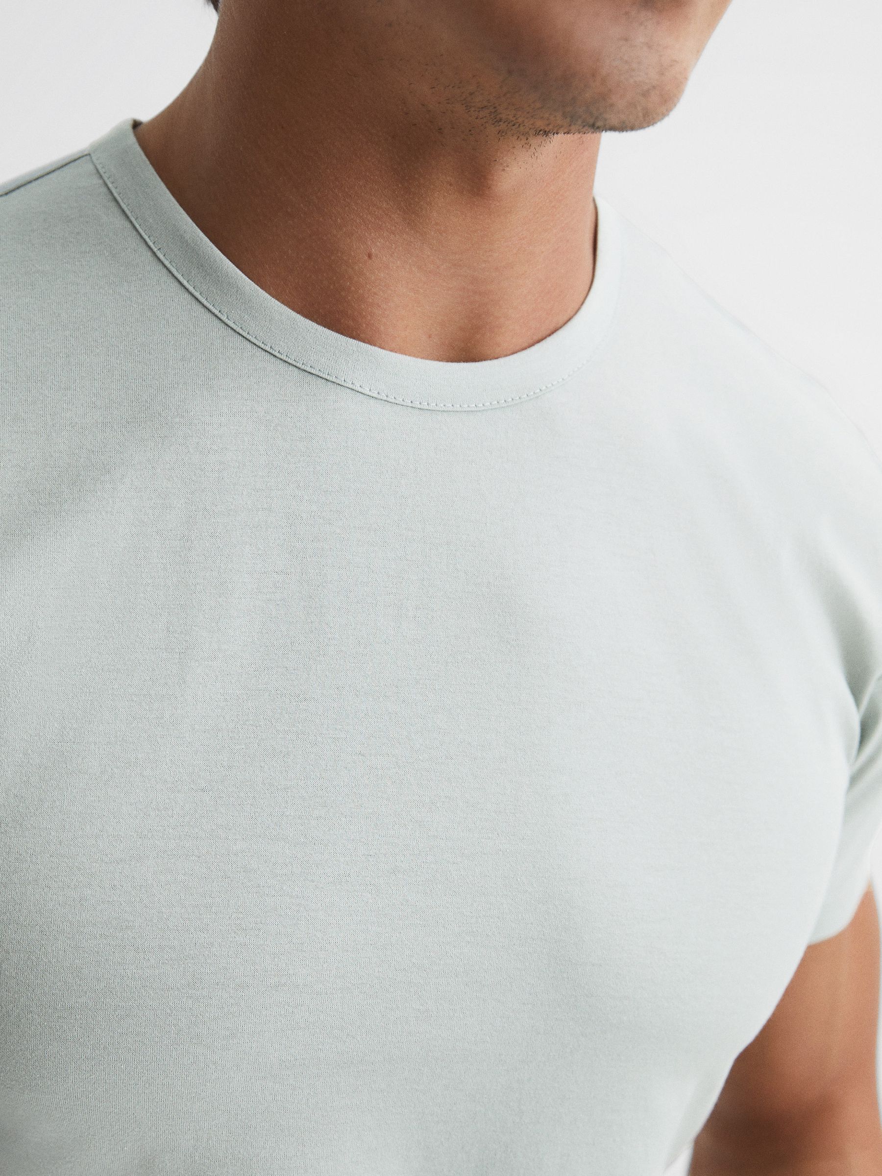 Mercerised Crew Neck T-shirt in Mint - Image 4 of 6