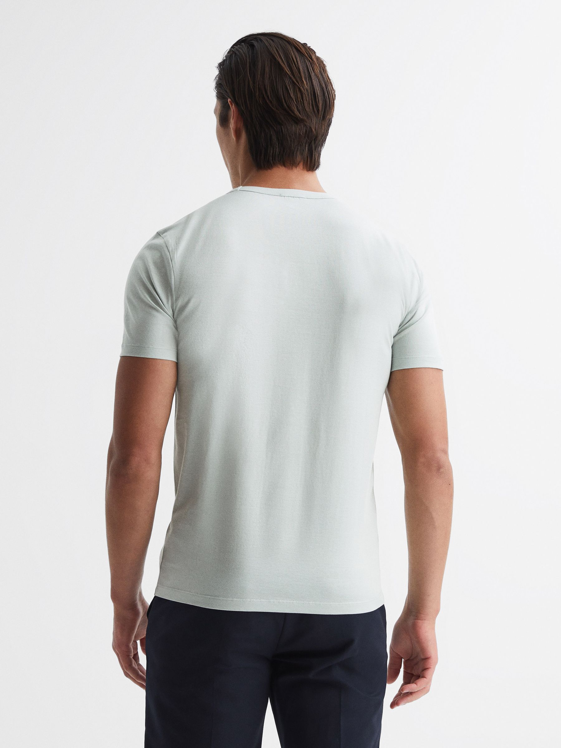 Mercerised Crew Neck T-shirt in Mint - Image 5 of 6