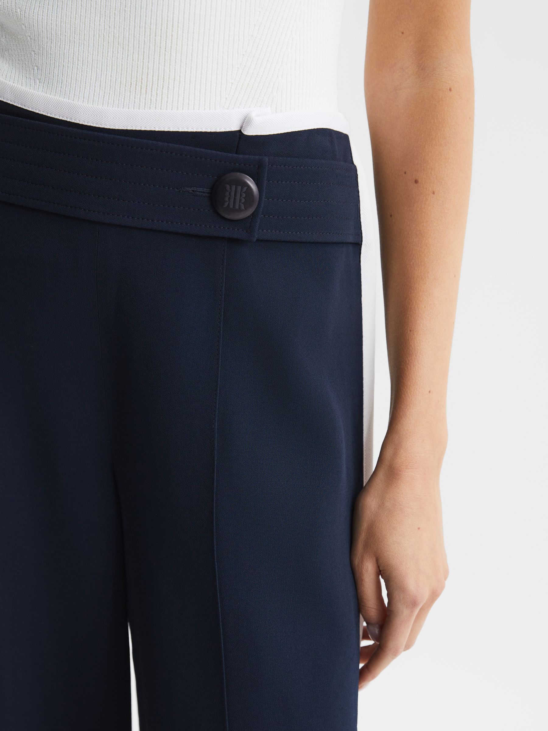 High Rise Wide Leg Trousers in Navy - Image 7 of 9