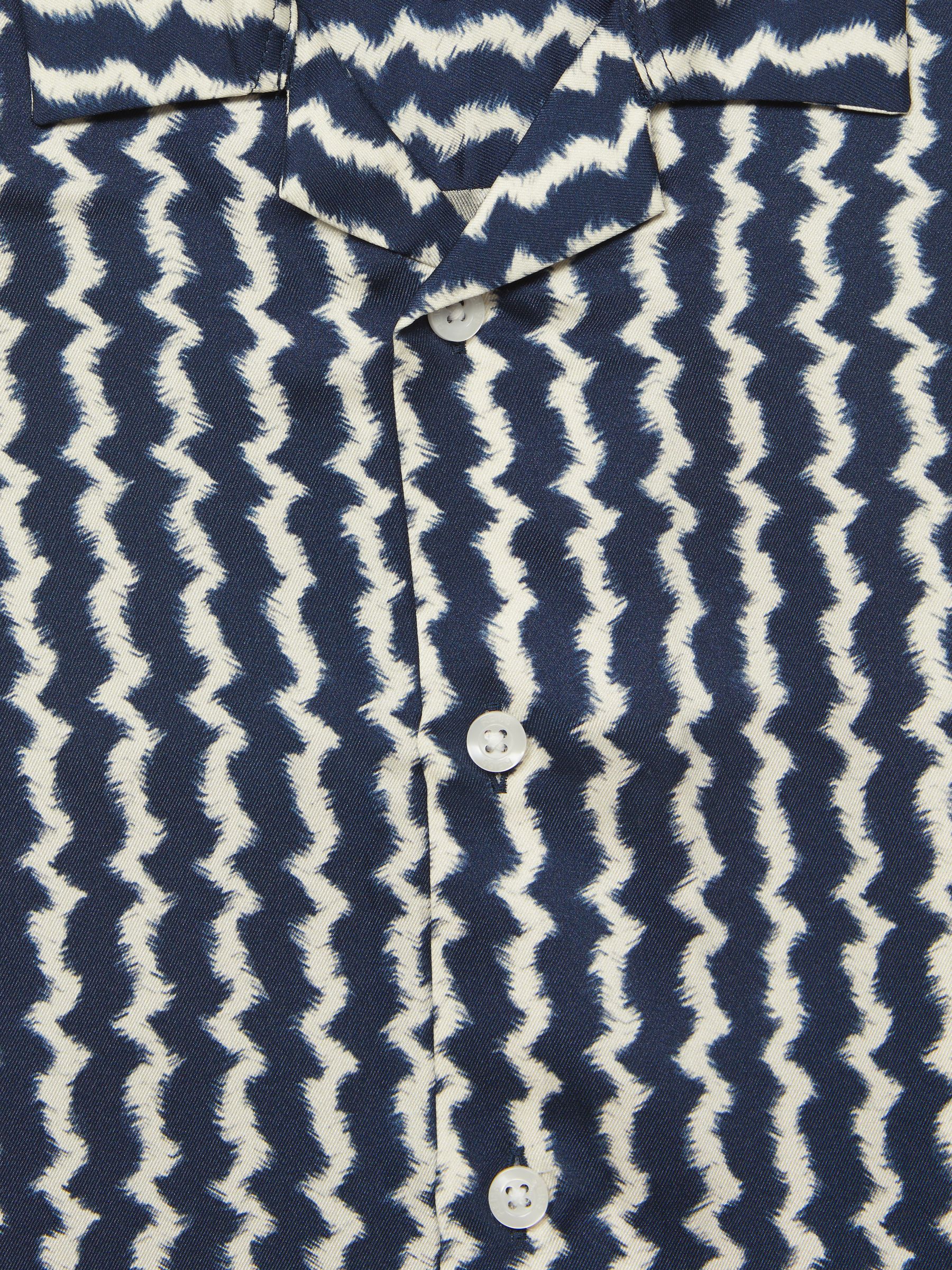 Junior Cuban Collar Printed Shirt in Navy - Image 6 of 6